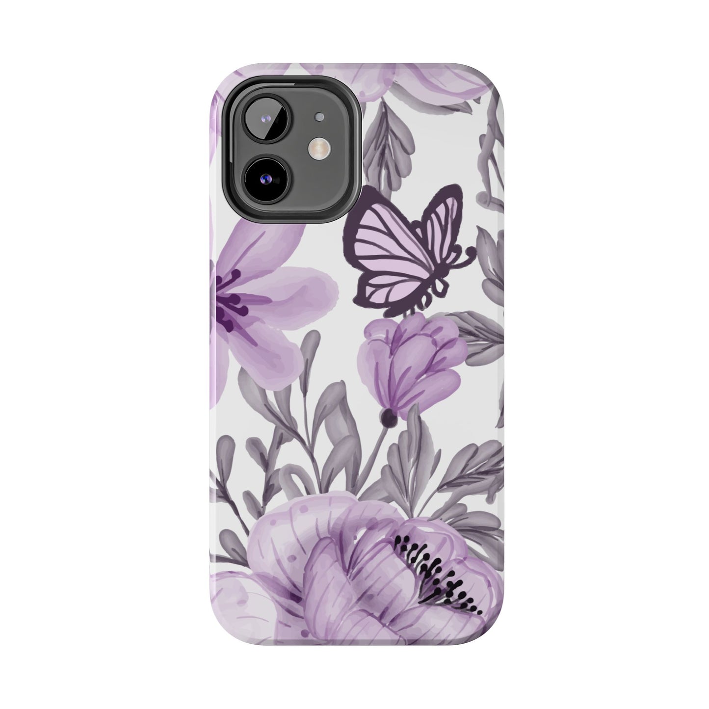 Lavender Bloom Butterfly iPhone Case – Delicate Floral Design with Watercolor Details