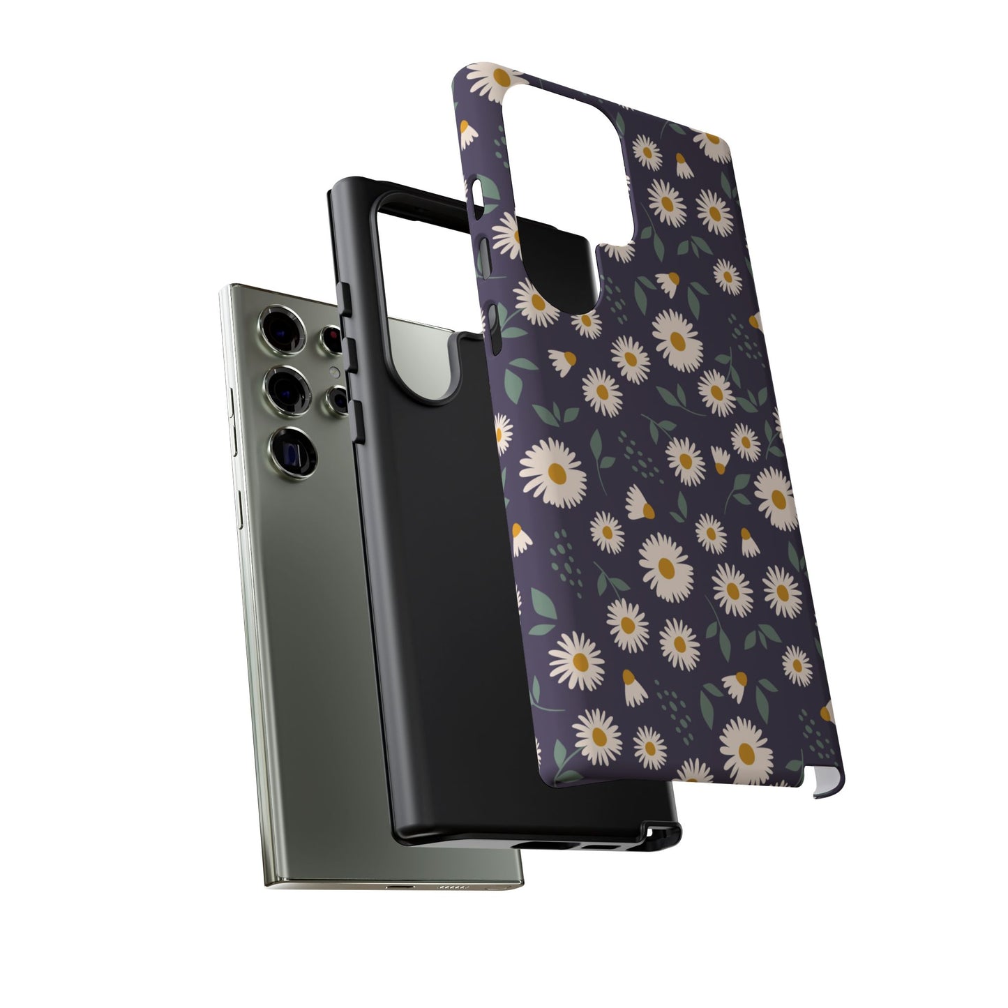 Midnight Daisy Samsung Galaxy Case – Dark Navy Floral Design, Slim and Protective