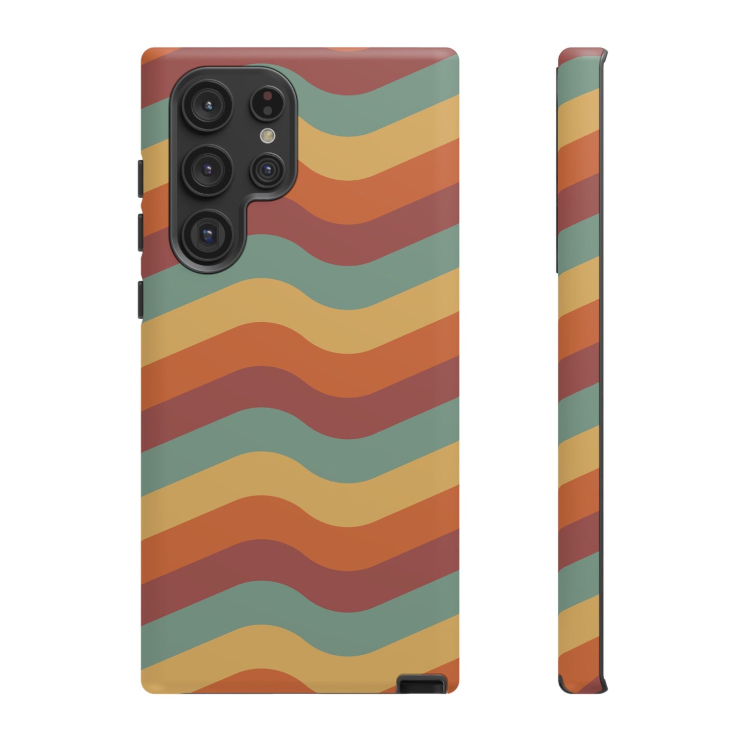 Retro Vibe Wavy Stripes Samsung Galaxy Case – 70s-Inspired in Teal, Orange, and Rust