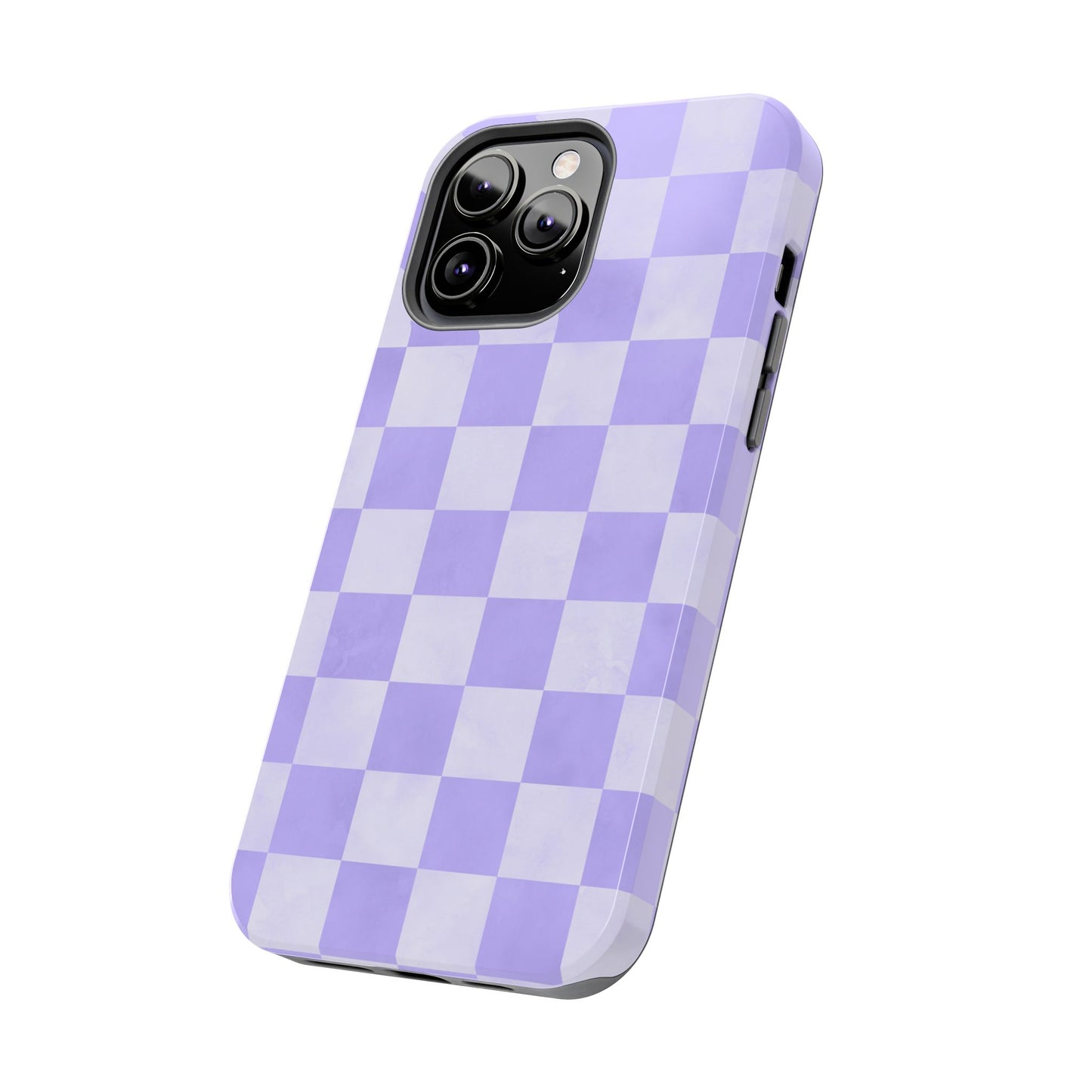 Lavender Checkerboard iPhone Case – Shockproof, Smooth Matte Finish, Dual-Layer Design