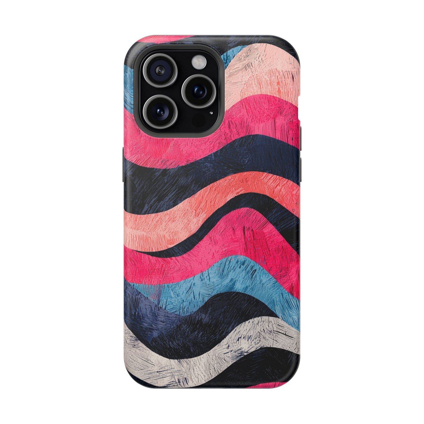Abstract Wave Pattern MagSafe iPhone Case – Shockproof, Matte Finish, Dual-Layer Protection