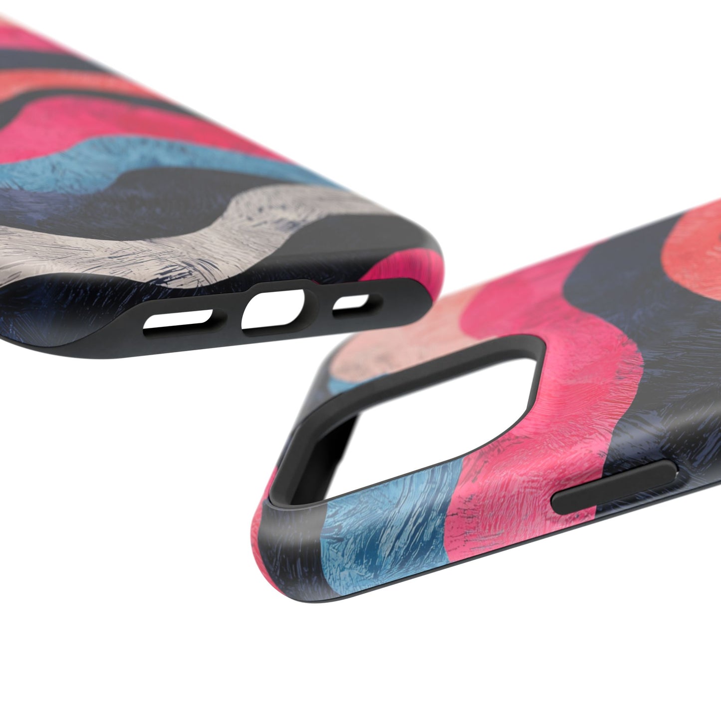 Abstract Wave Pattern MagSafe iPhone Case – Shockproof, Matte Finish, Dual-Layer Protection