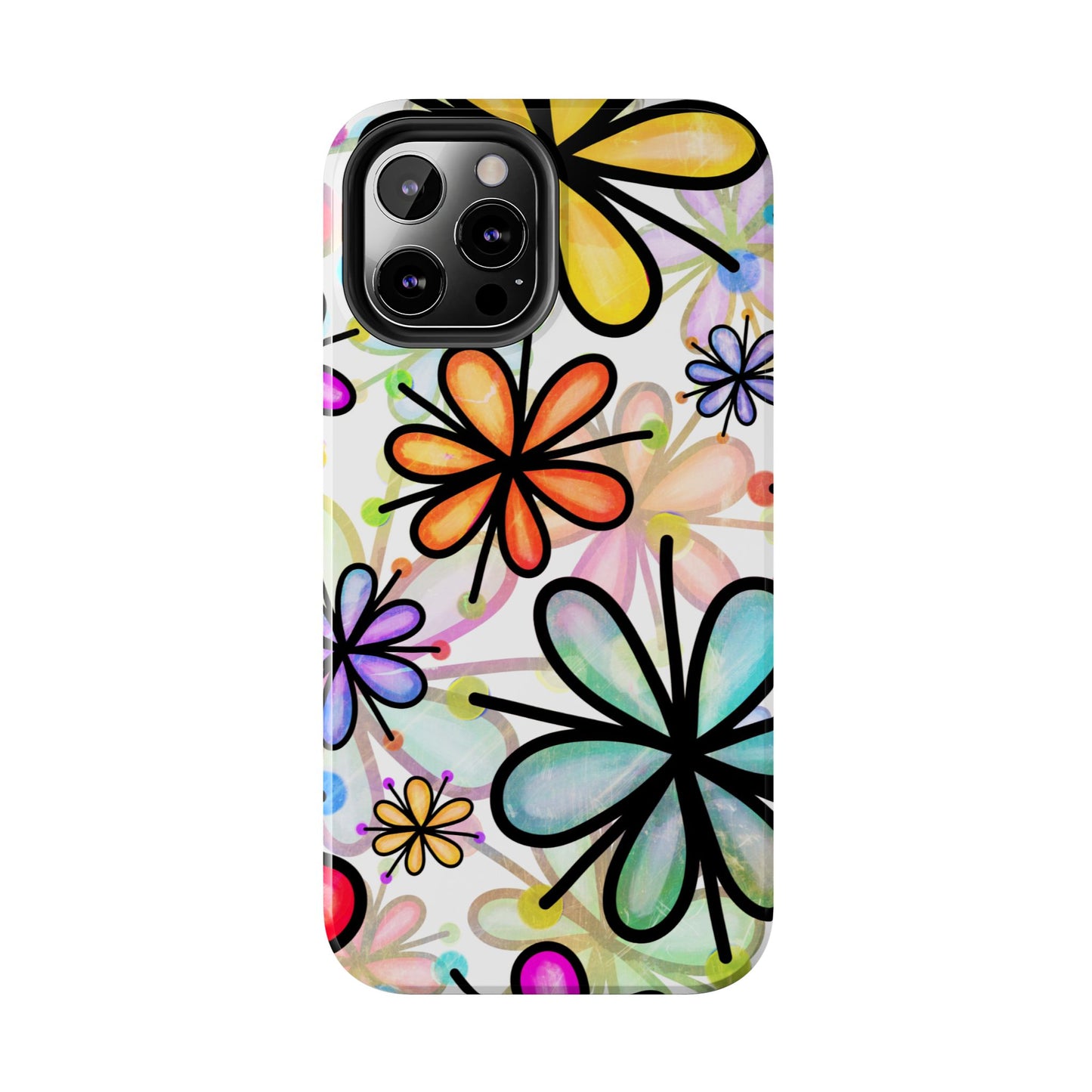 Retro Floral Pop iPhone Case – Ultra-Slim Design, High-Gloss Finish