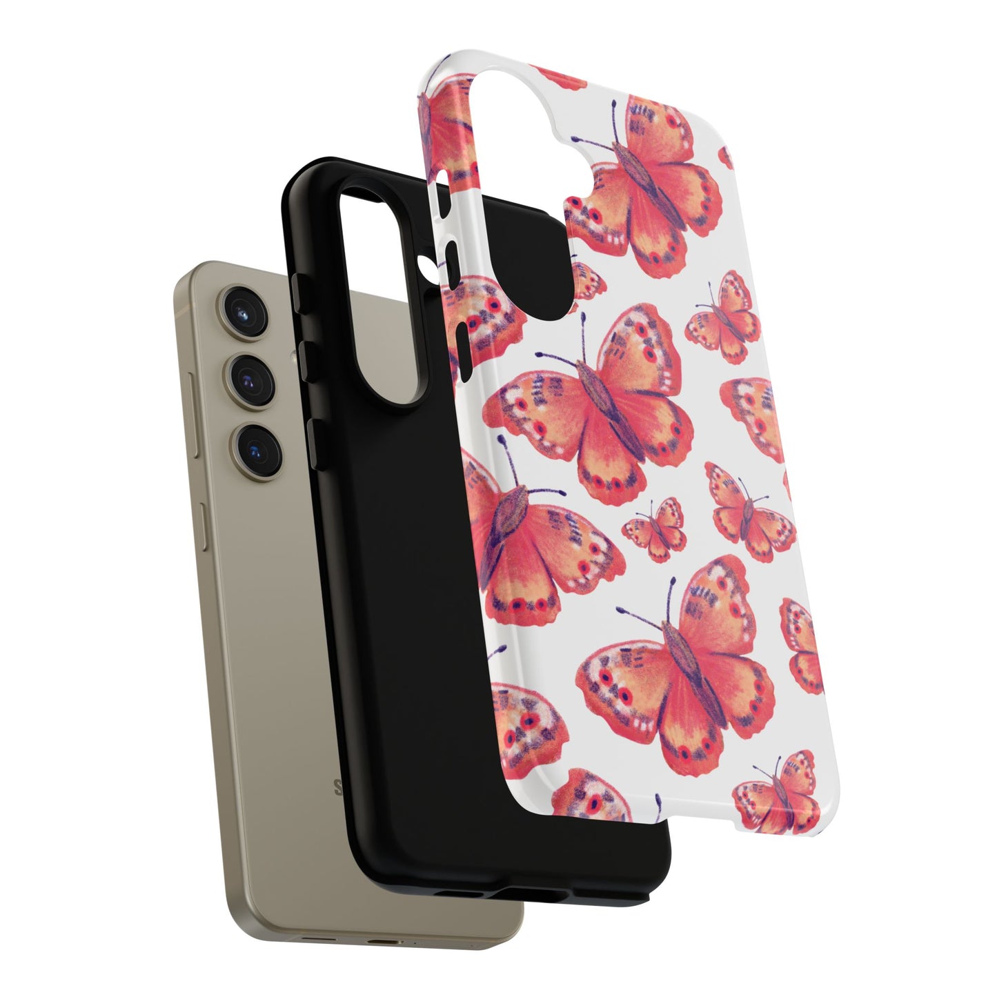 Coral Butterfly Samsung Galaxy Case – Slim, Protective Design with Bold Watercolor Print