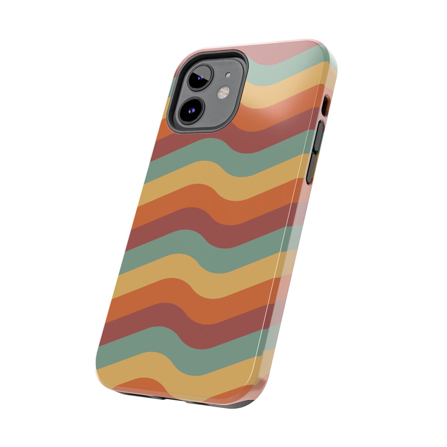 Retro Vibe Wavy Stripes iPhone Case – 70s-Inspired in Teal, Orange, and Rust