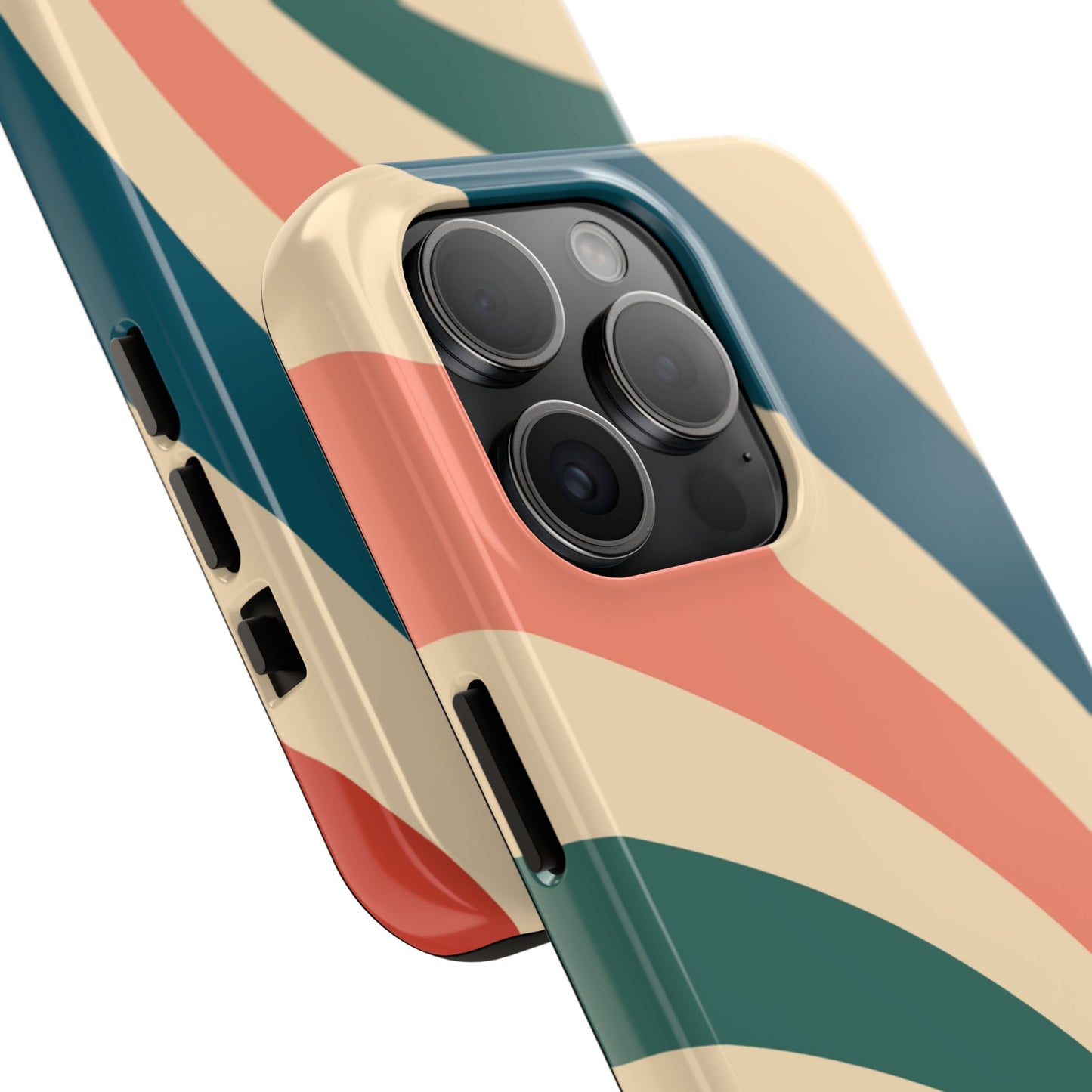 Retro Sunburst Swirl iPhone Case – Dual-Layer Protection with Bold 70s Vibes