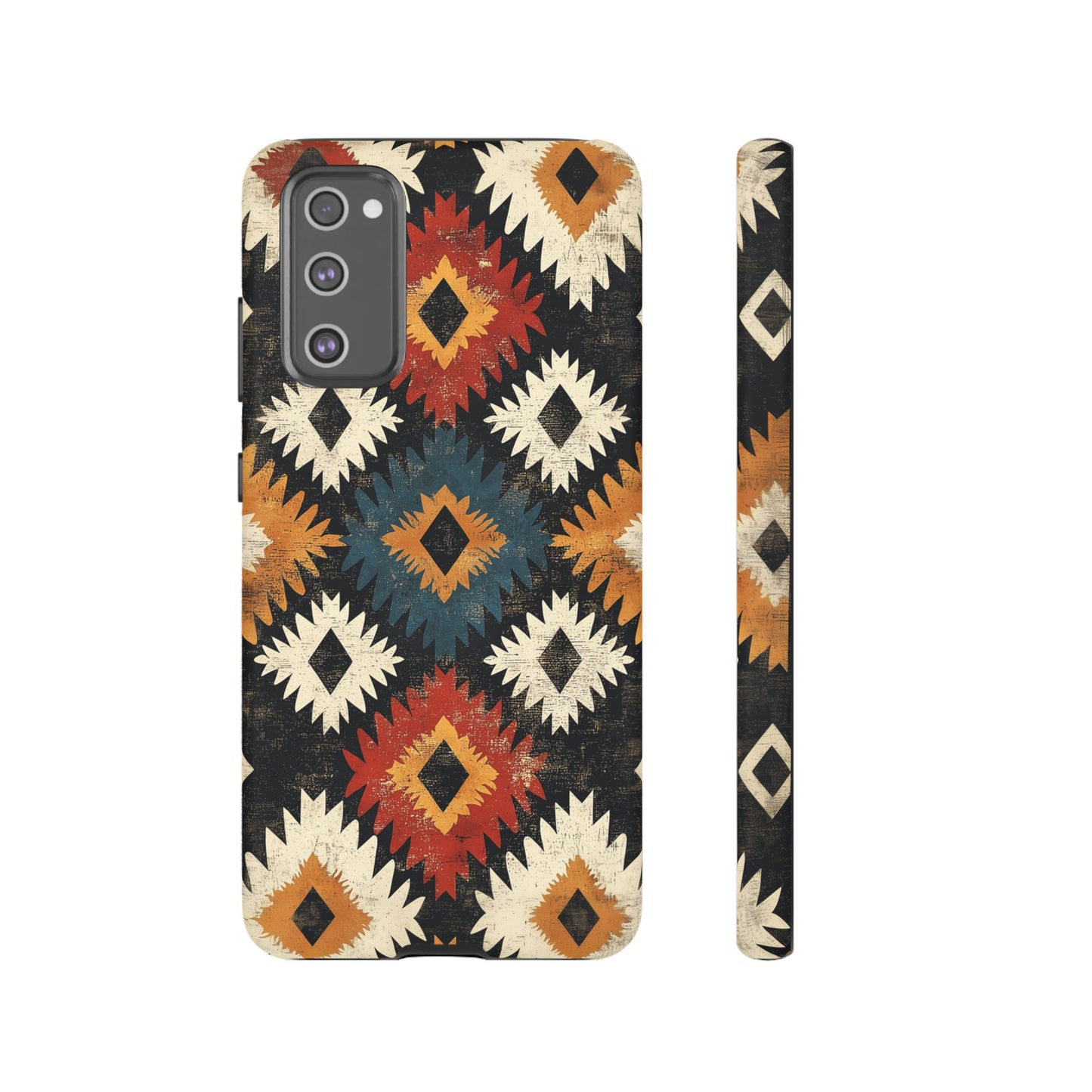 Rustic Tribal Sunburst Tough Samsung Galaxy  Case – Vibrant Geometric Design, Dual-Layer Protection