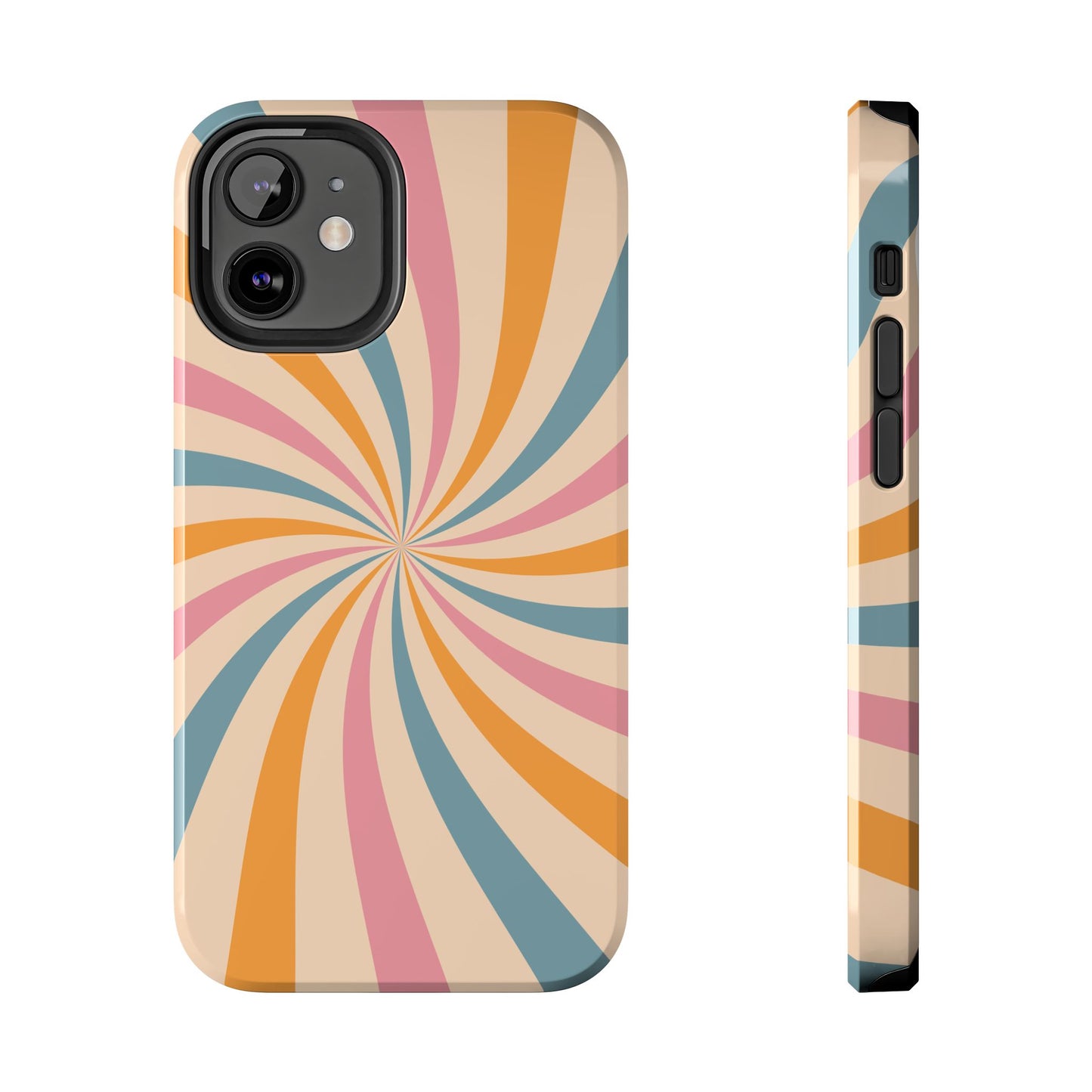Retro Swirl Pattern iPhone Case – Bold 70s Vibe in Pink, Orange, and Teal