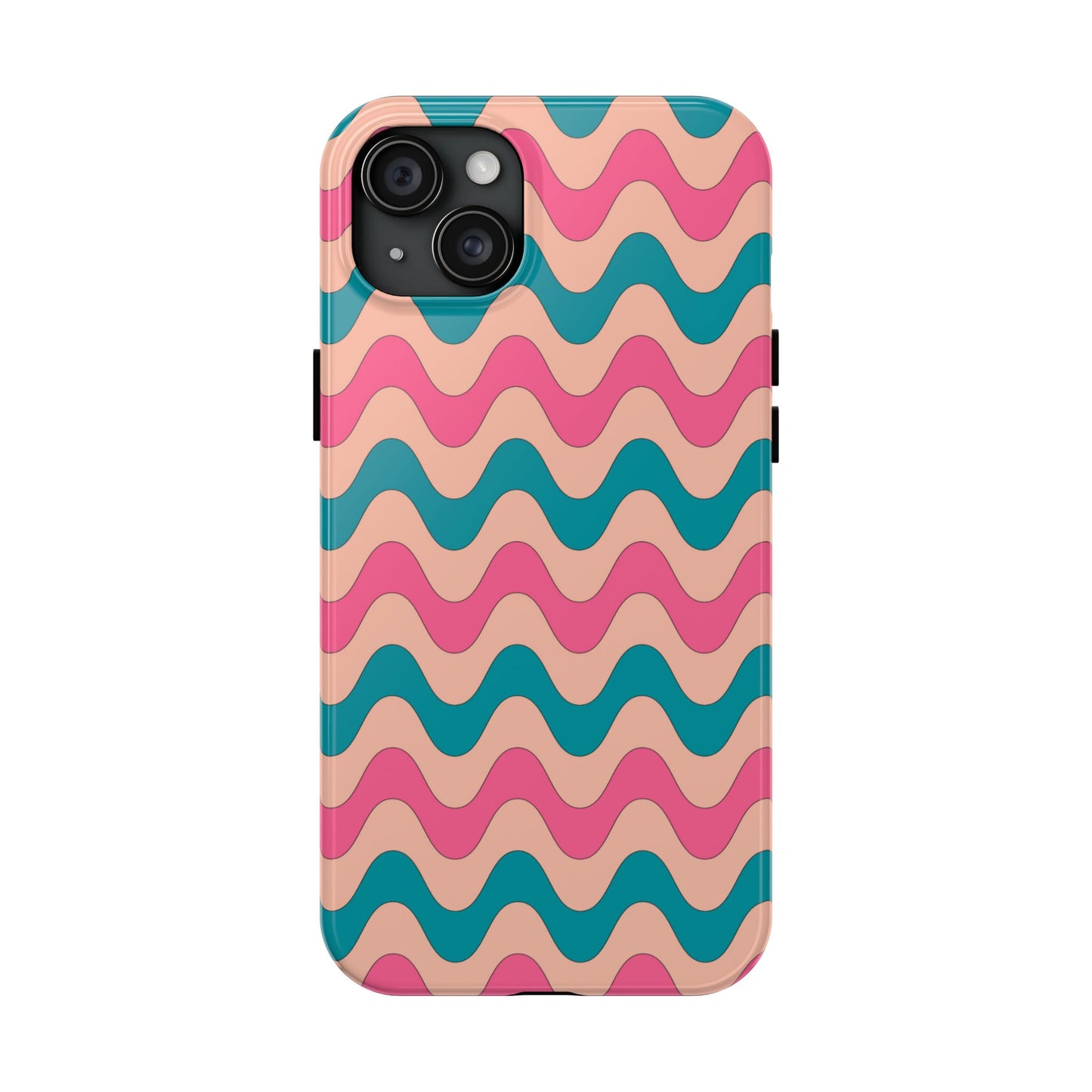 Retro Waves Pattern iPhone Case – Shockproof Design with Dual-Layer Protection