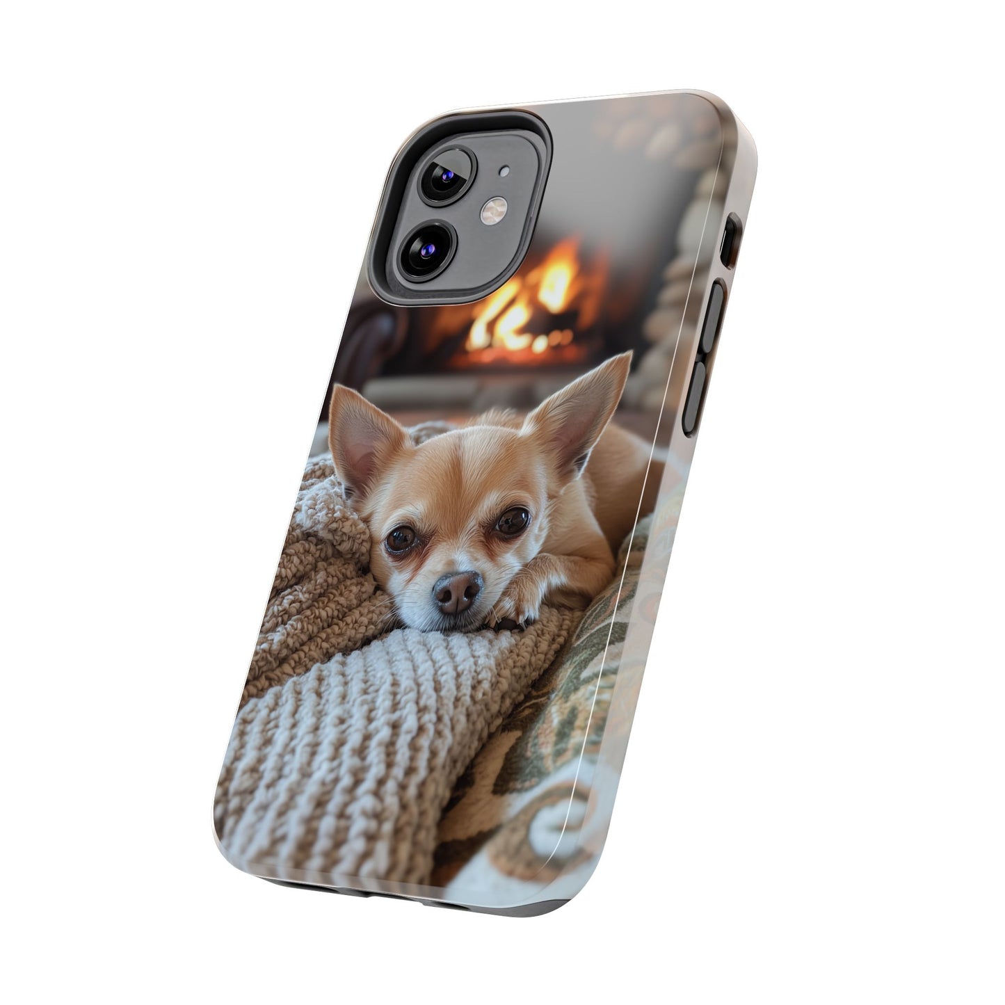 Relaxing Chihuahua by Fireplace iPhone Case – Warm and Stylish Protection