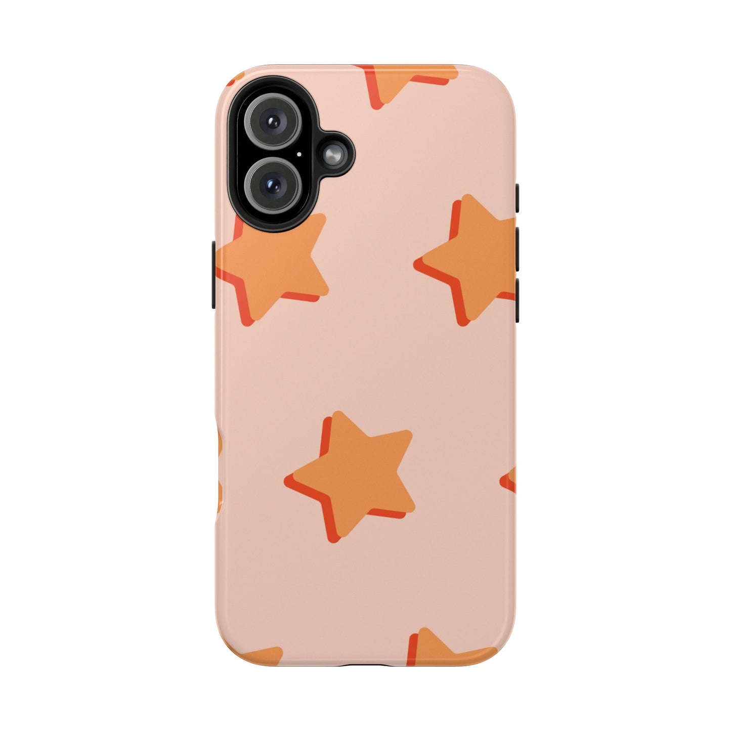 Retro Orange Stars iPhone Case – Shock-Resistant, Smooth Matte Finish, Dual-Layer Design