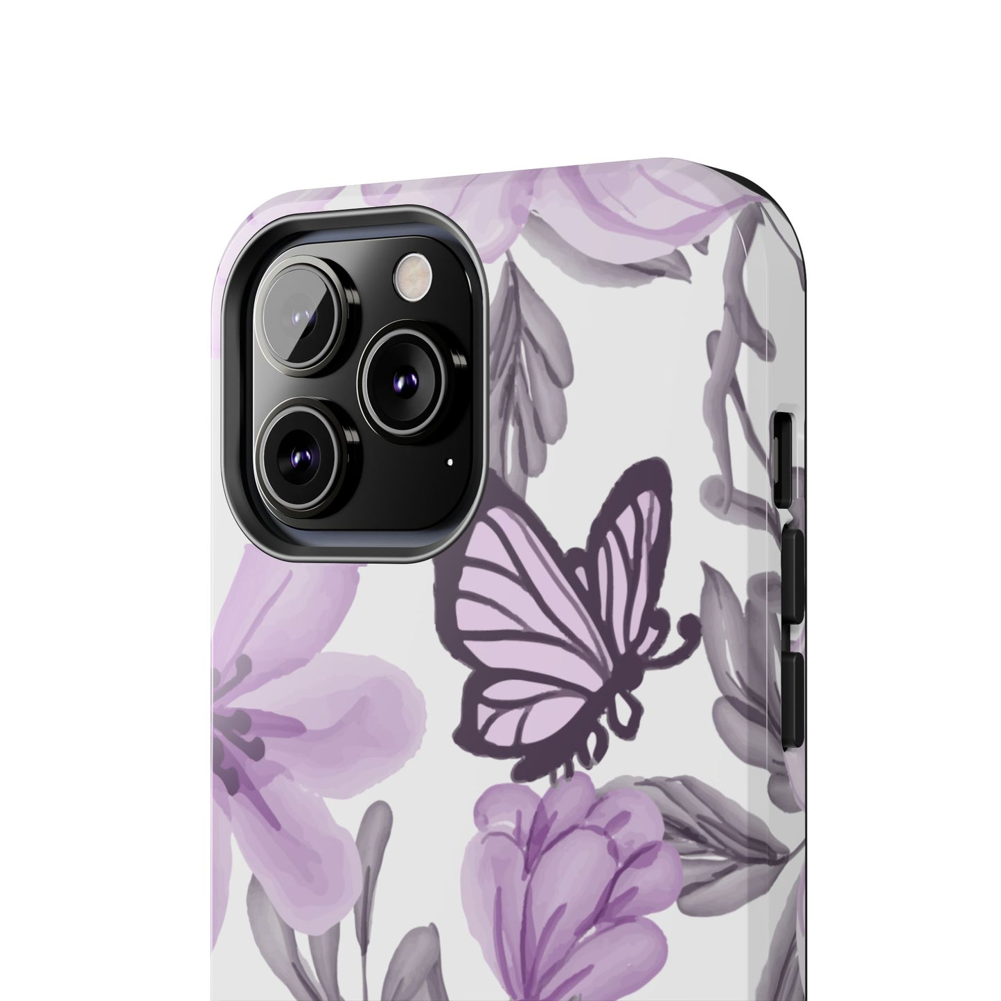 Lavender Bloom Butterfly iPhone Case – Delicate Floral Design with Watercolor Details