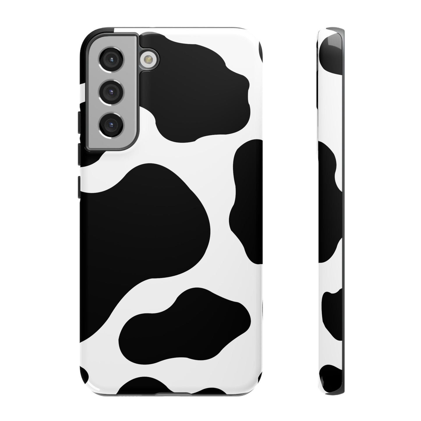 Chic Cow Print Tough Samsung Galaxy Case – Trendy Monochrome Animal Pattern with Dual-Layer Protection