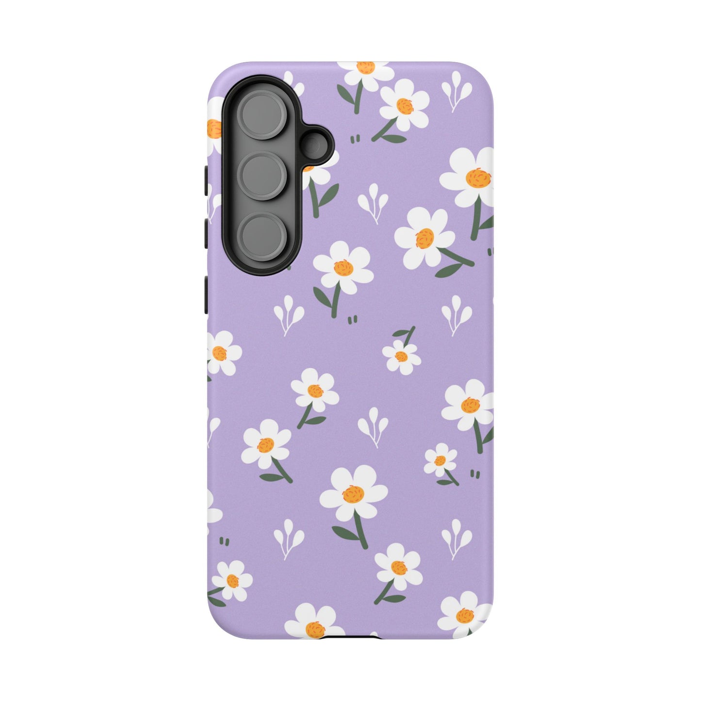 Purple Daisy Garden Samsung Galaxy Case – Soft Lavender Background, Shockproof Protection with Slim Fit