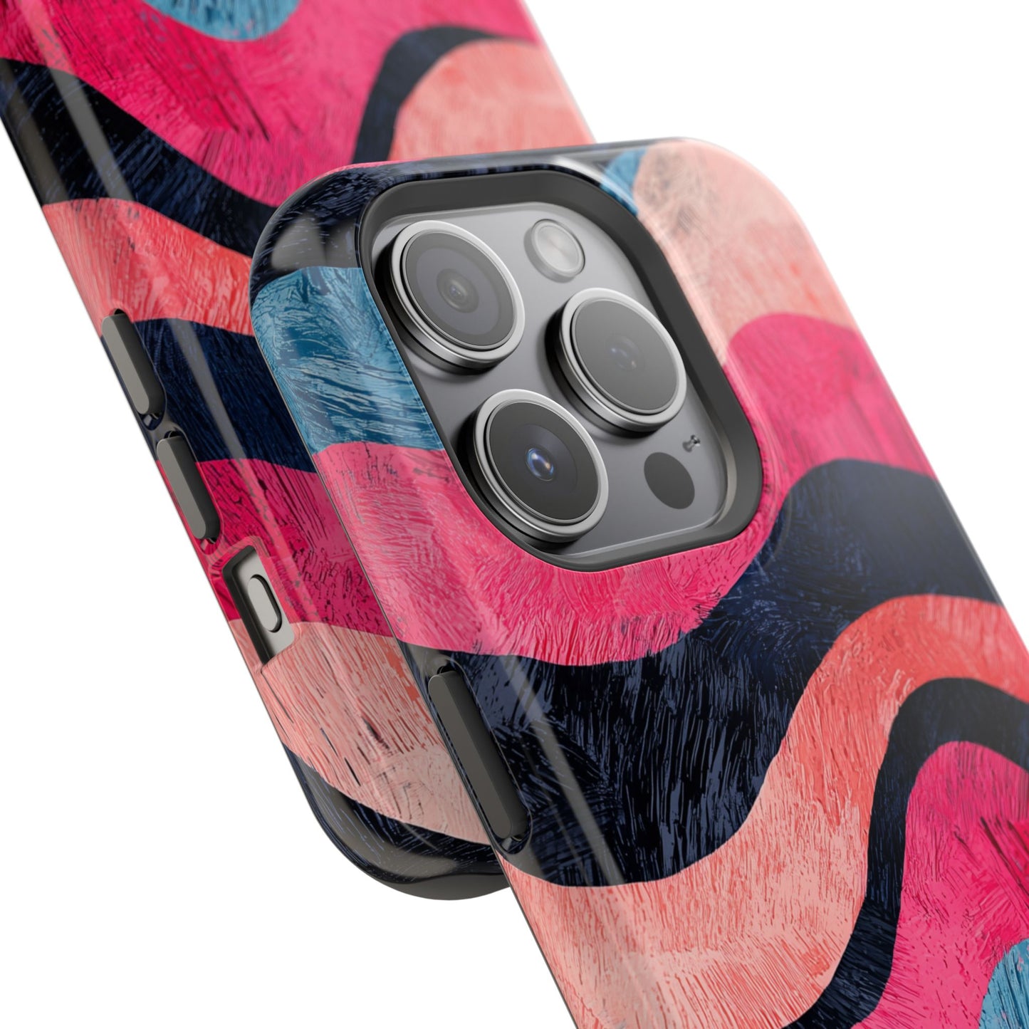 Abstract Wave Pattern MagSafe iPhone Case – Shockproof, Matte Finish, Dual-Layer Protection