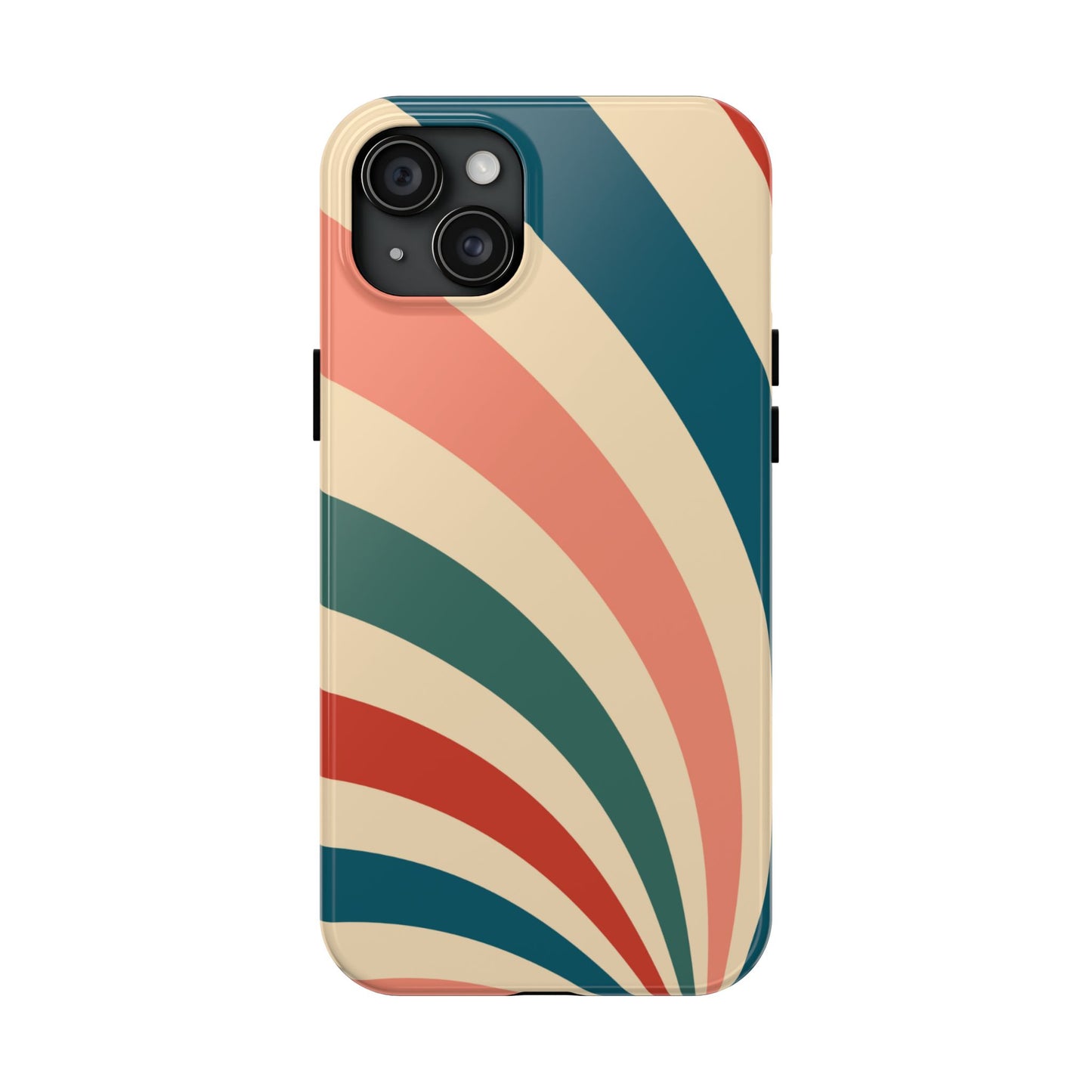 Retro Sunburst Swirl iPhone Case – Dual-Layer Protection with Bold 70s Vibes