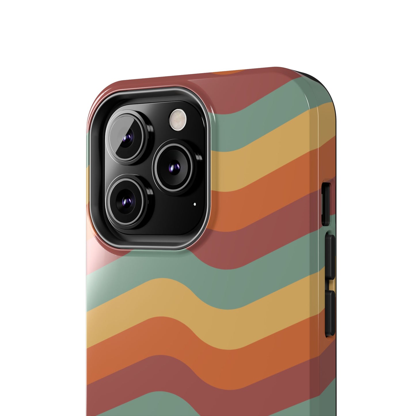 Retro Vibe Wavy Stripes iPhone Case – 70s-Inspired in Teal, Orange, and Rust