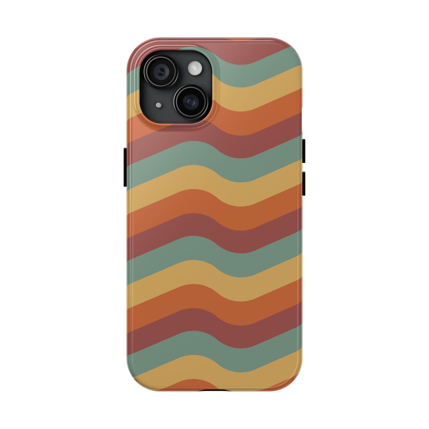 Retro Vibe Wavy Stripes iPhone Case – 70s-Inspired in Teal, Orange, and Rust