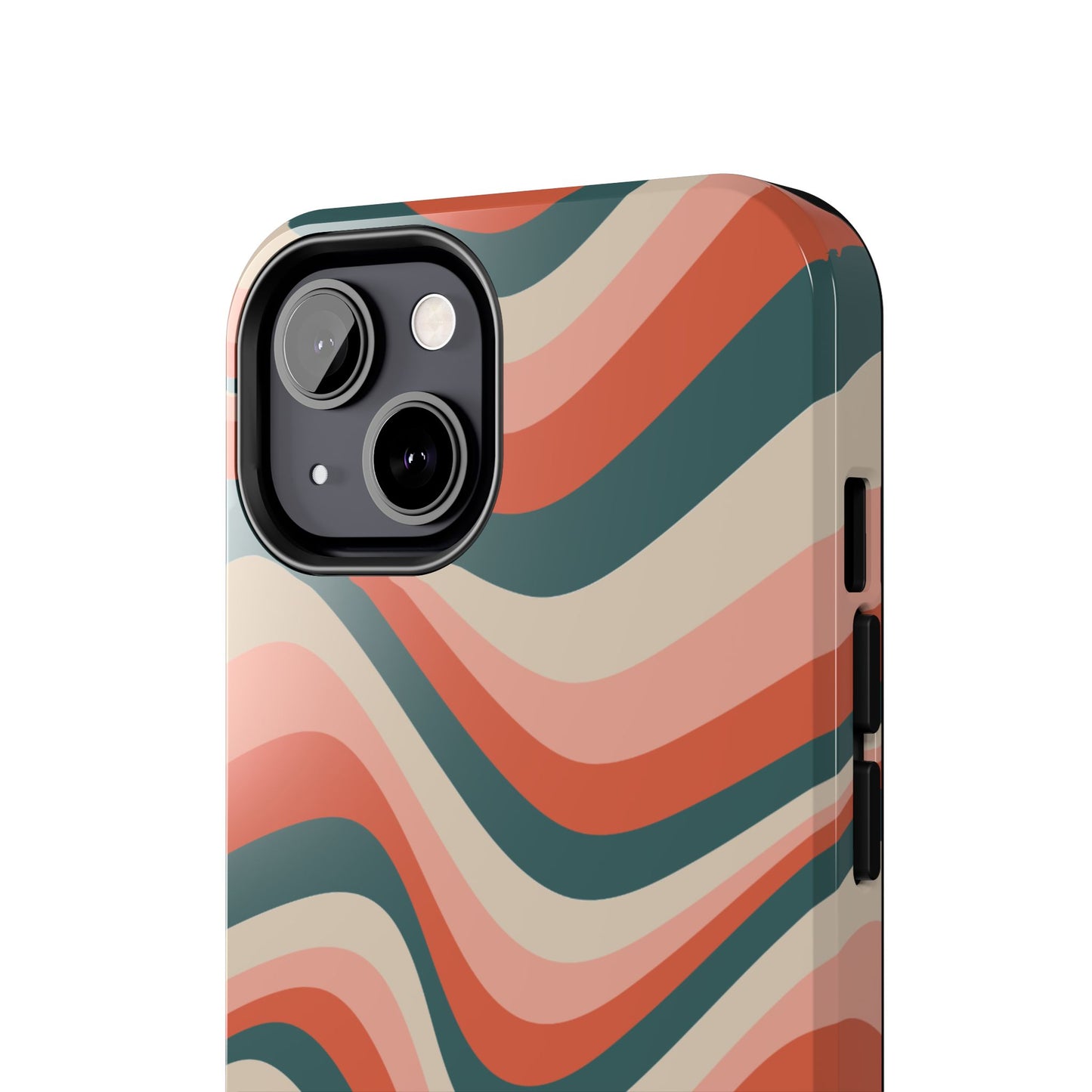Groovy Waves iPhone Case – Retro 70s-Inspired Stripes in Coral, Cream, and Teal