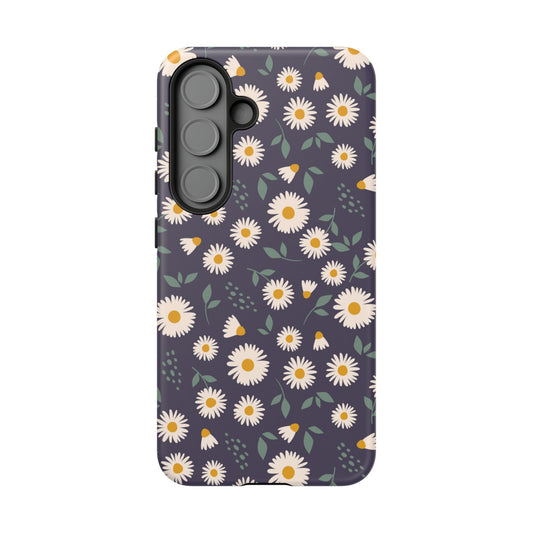 Midnight Daisy Samsung Galaxy Case – Dark Navy Floral Design, Slim and Protective