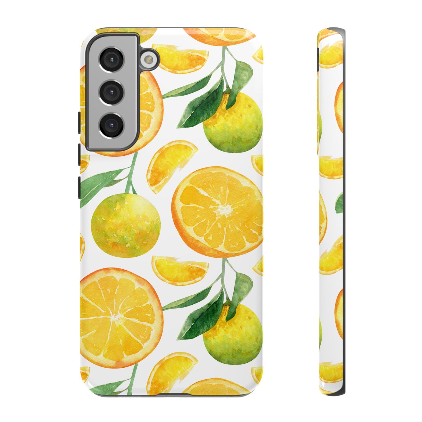 Sunny Citrus Grove Tough Samsung Galaxy Case – Watercolor Orange Design, Dual-Layer Protection