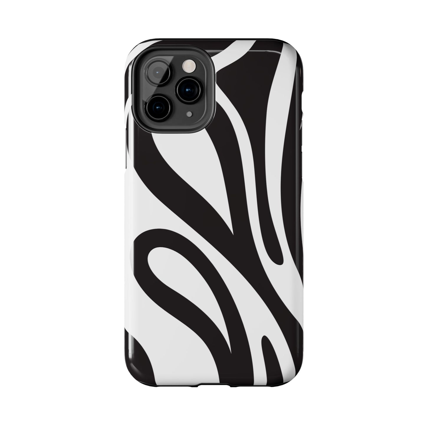 Modern Black and White Abstract Tough iPhone Case – Bold Graphic Pattern with Dual-Layer Protection