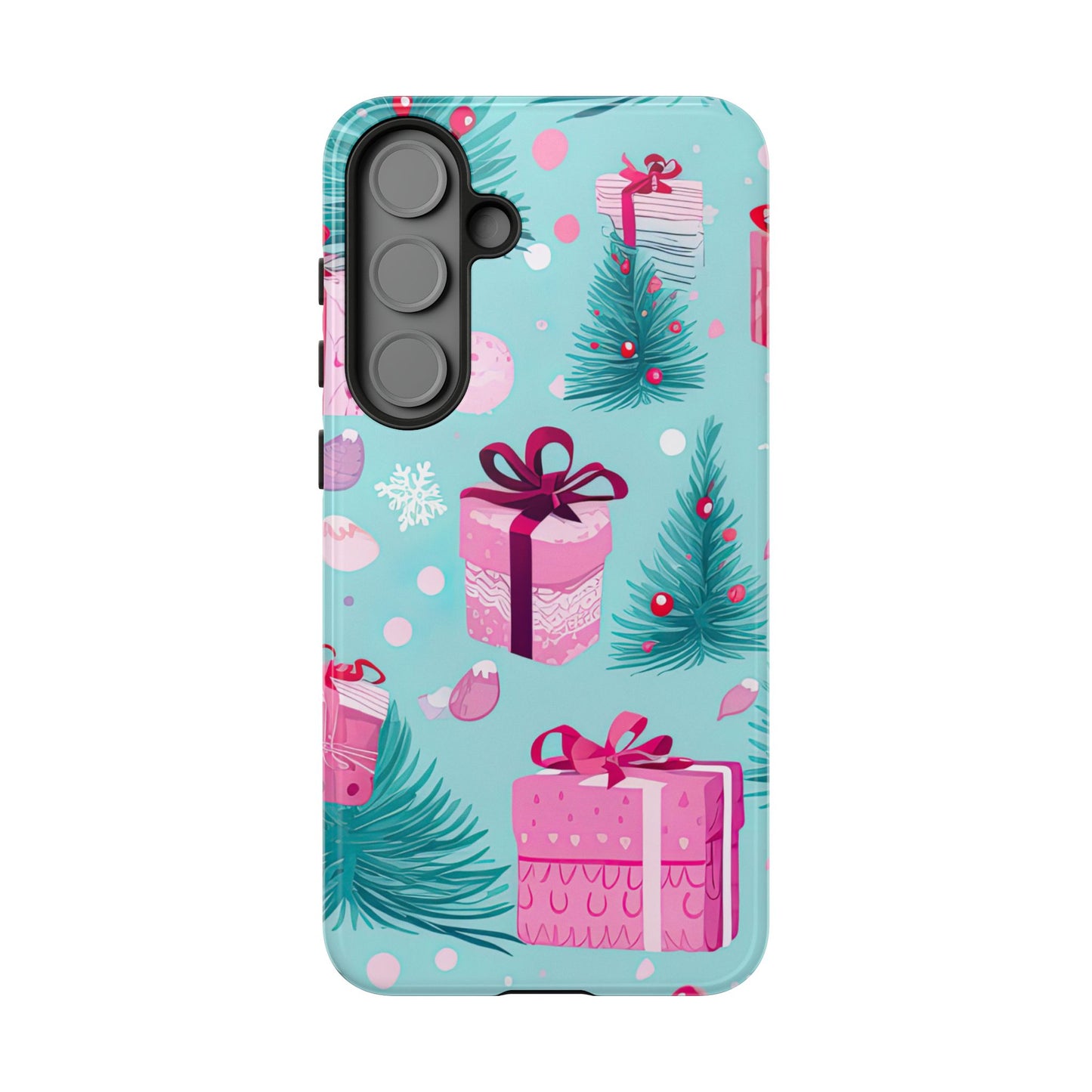 Festive Pink Christmas Gifts and Evergreen Samsung Galaxy Case – Holiday Theme, Protective Cover