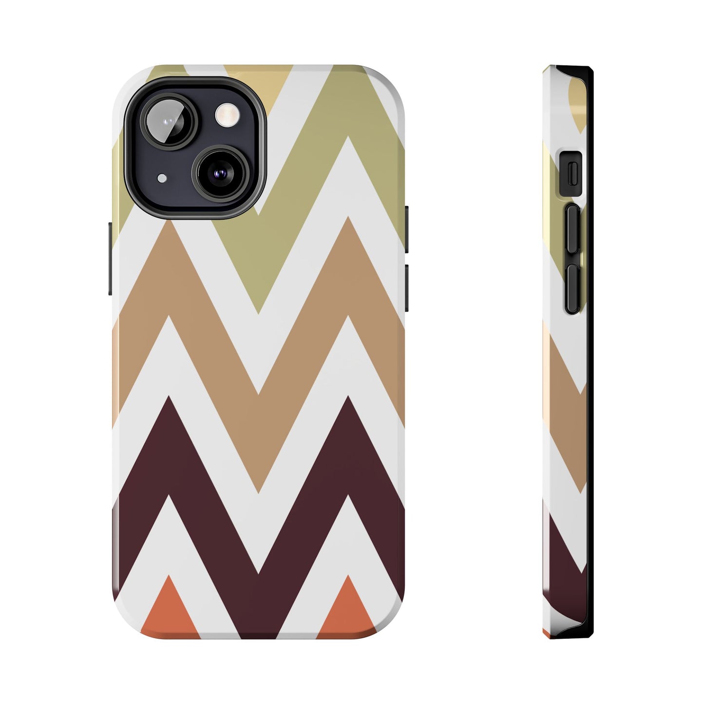 Earthy Chevron iPhone Case – Boho-Inspired Design with Dual-Layer Protection