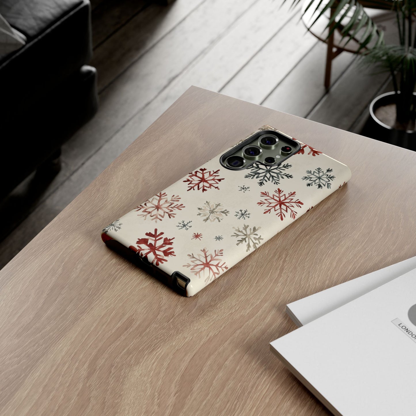 Vintage Red and Gray Snowflake Pattern – Samsung Galaxy Series Case