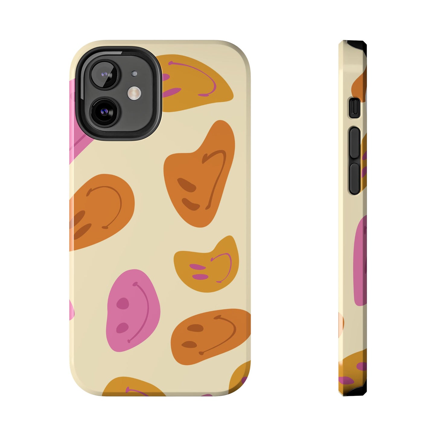 Retro Smiley Faces iPhone Case – Shockproof, Matte Finish, Dual-Layer Protection