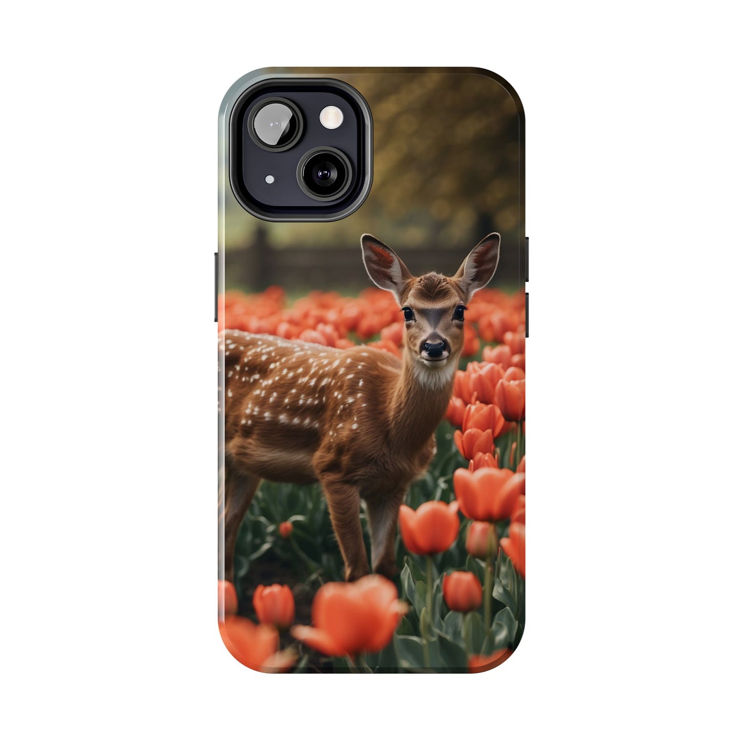 Fawn Among Tulips iPhone Case