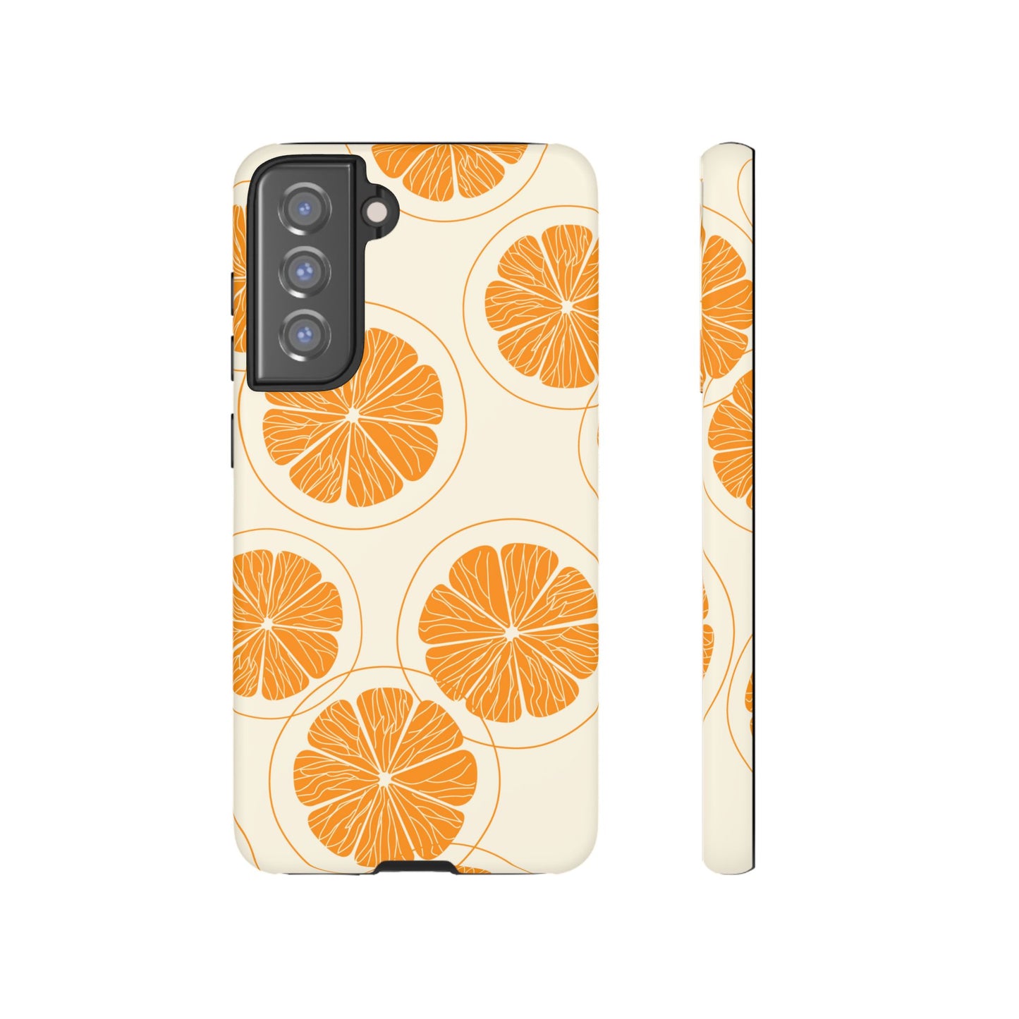 Citrus Burst Pattern Tough Samsung Galaxy  Case – Bold Orange Design, Shockproof Protection