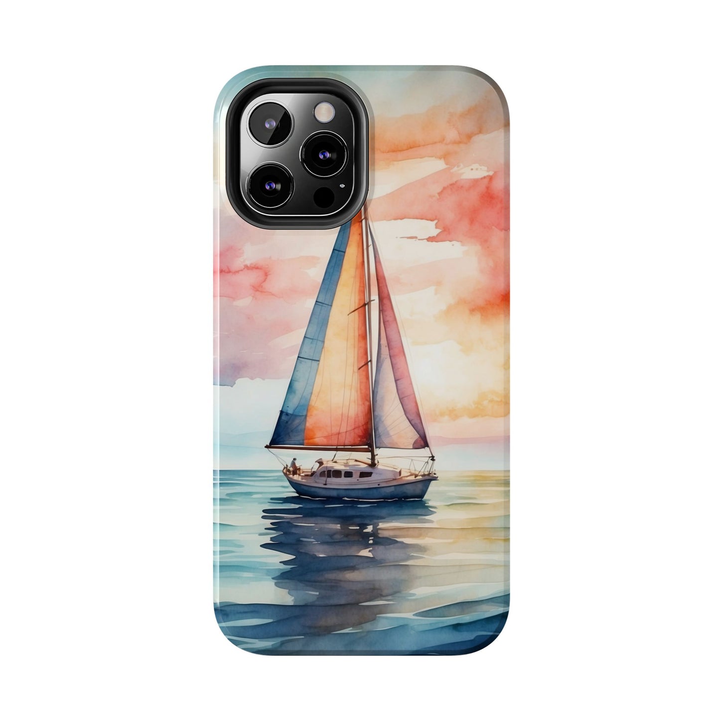 Sailboat Sunset iPhone Case – Vibrant Watercolor Design