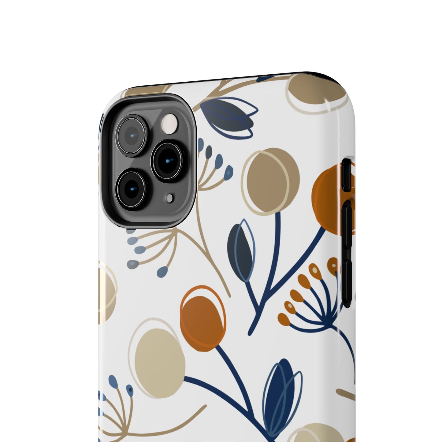 Modern Botanical Berries Tough iPhone Case – Earthy Tones & Navy Accents, Shock - Resistant - BOGO Cases