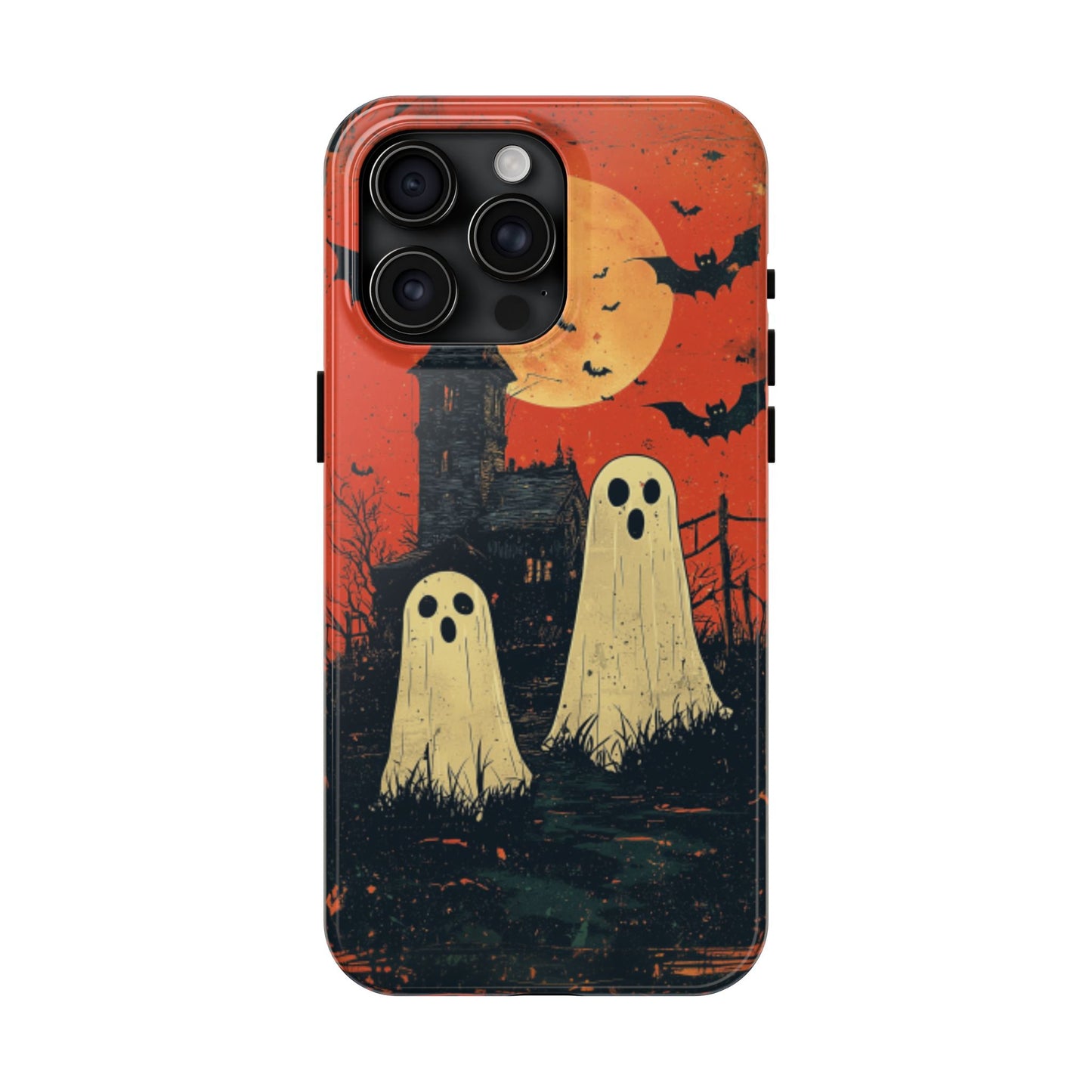 Haunted House & Ghosts iPhone Case – Spooky Halloween Full Moon Design