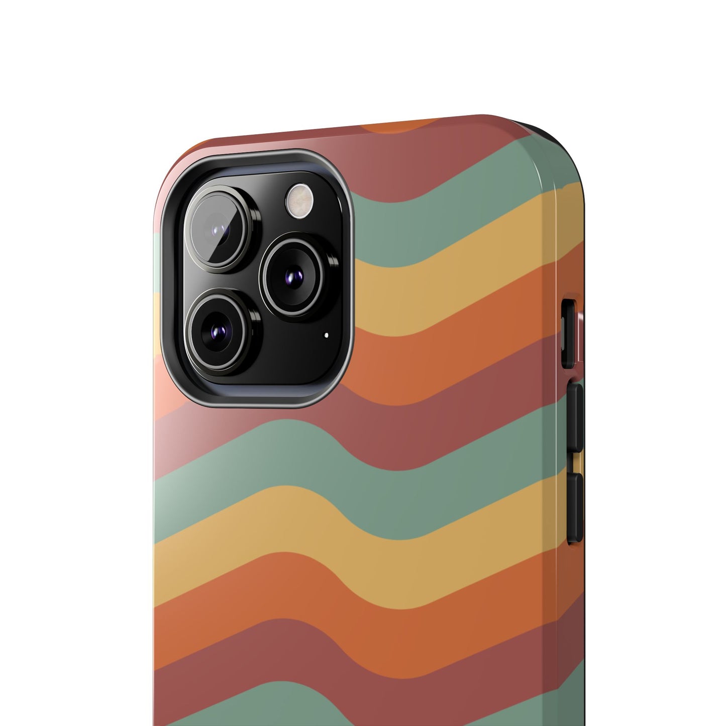 Retro Vibe Wavy Stripes iPhone Case – 70s-Inspired in Teal, Orange, and Rust