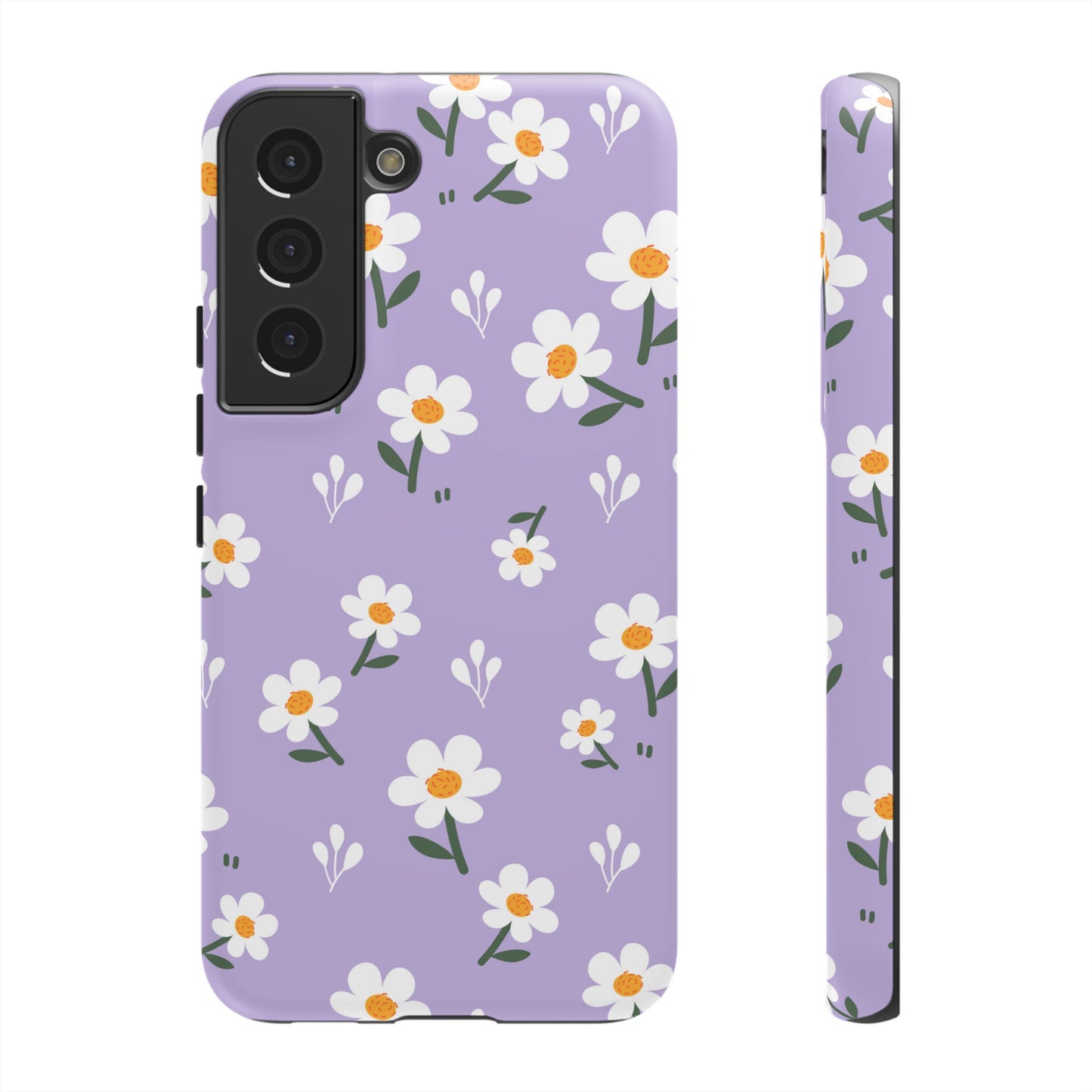 Purple Daisy Garden Samsung Galaxy Case – Soft Lavender Background, Shockproof Protection with Slim Fit