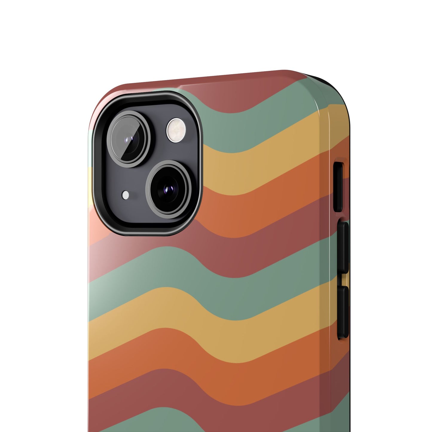 Retro Vibe Wavy Stripes iPhone Case – 70s-Inspired in Teal, Orange, and Rust