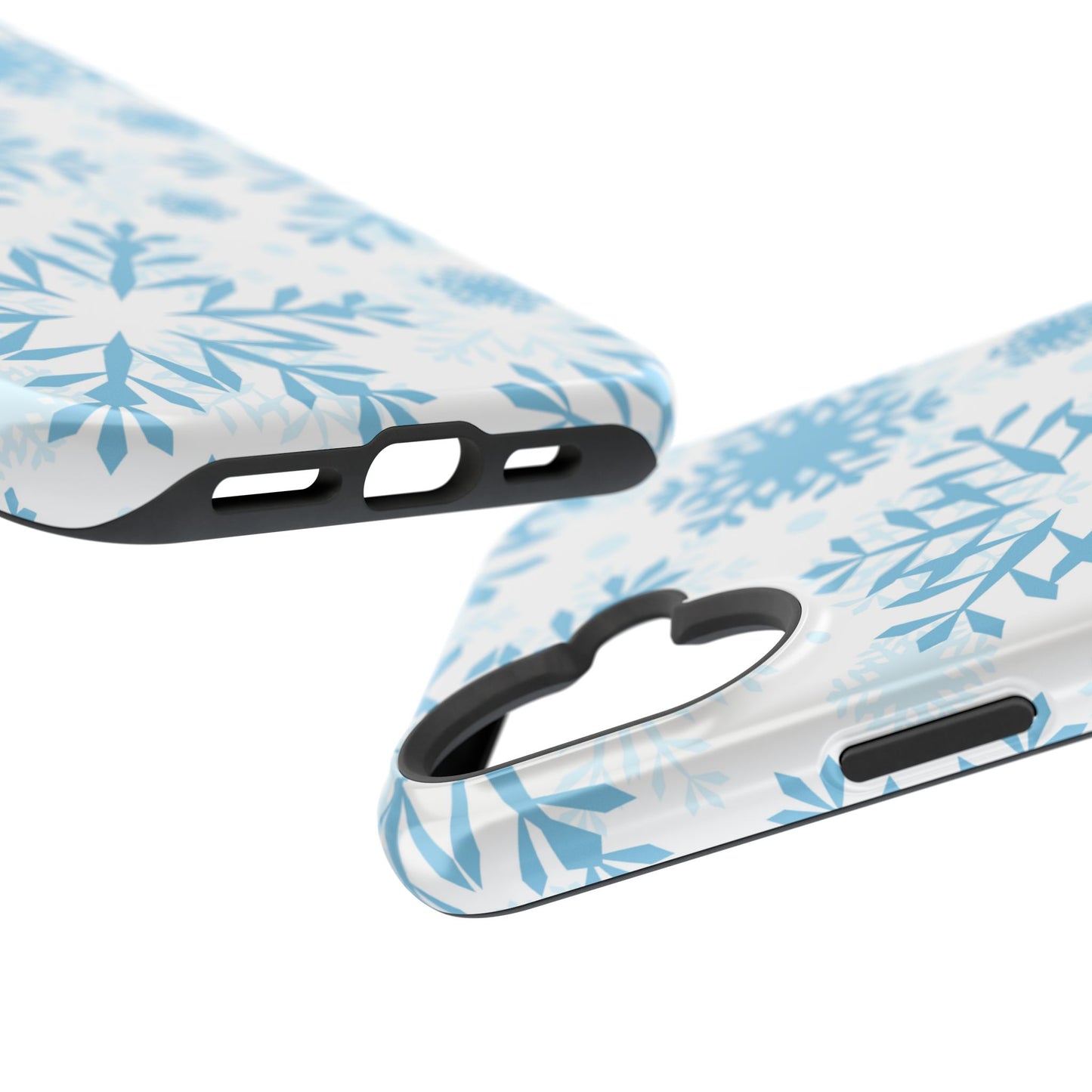 Frosty Blue Snowflakes MagSafe iPhone Case – Shockproof, Smooth Matte Finish, Dual-Layer Design
