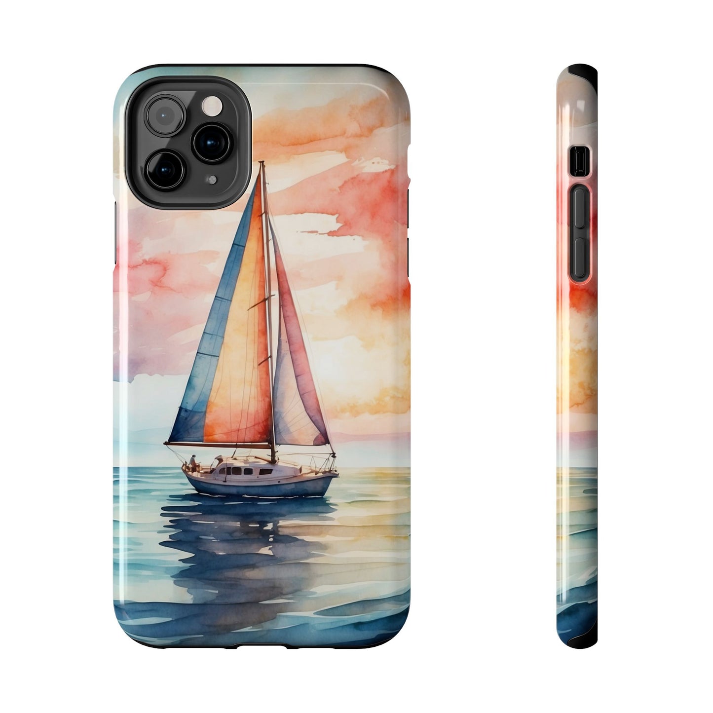 Sailboat Sunset iPhone Case – Vibrant Watercolor Design