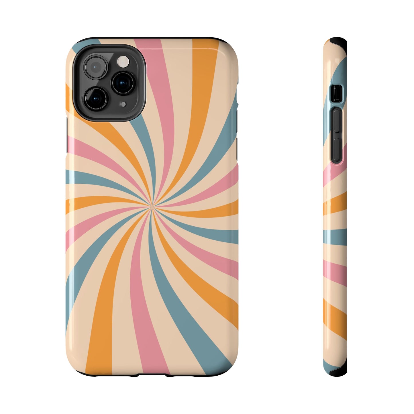 Retro Swirl Pattern iPhone Case – Bold 70s Vibe in Pink, Orange, and Teal