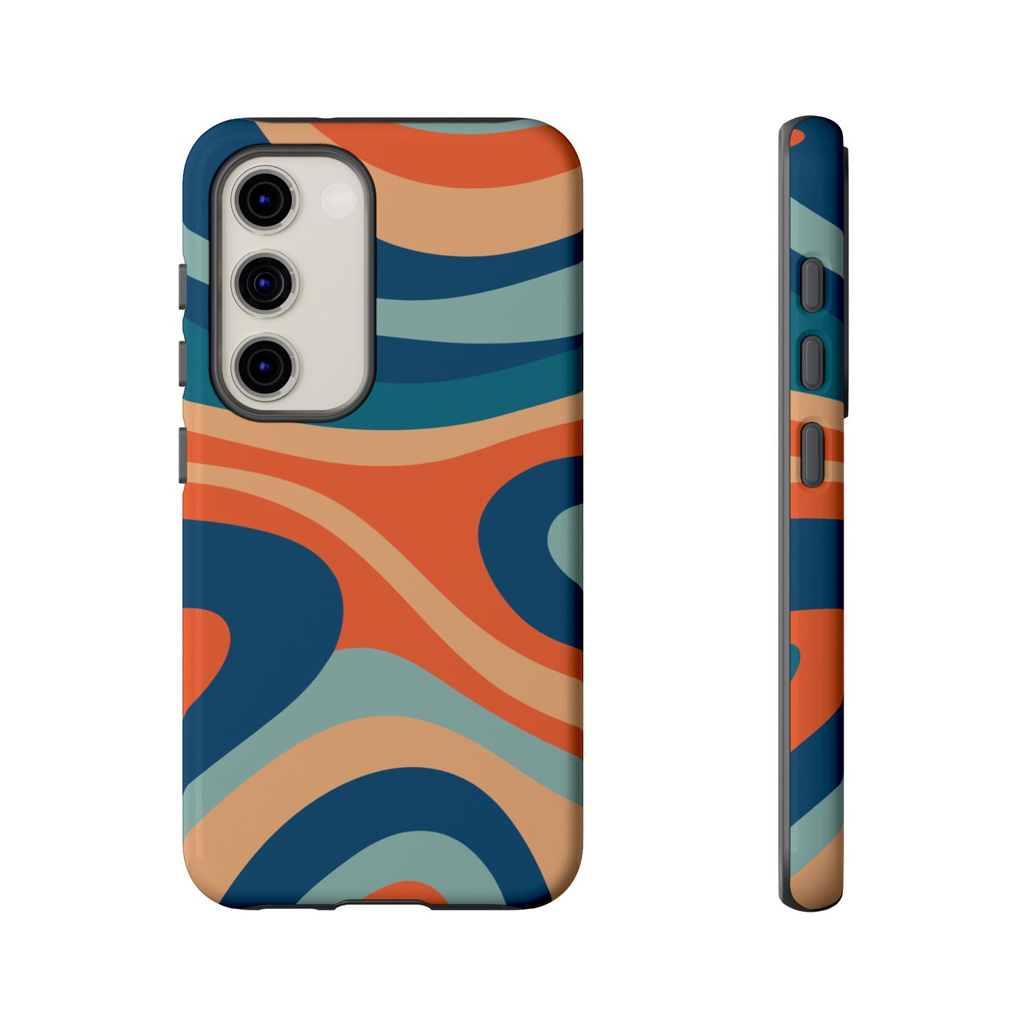 Retro Vibe Wavy Stripes Samsung Galaxy Case – 70s-Inspired in Teal, Orange, and Rust