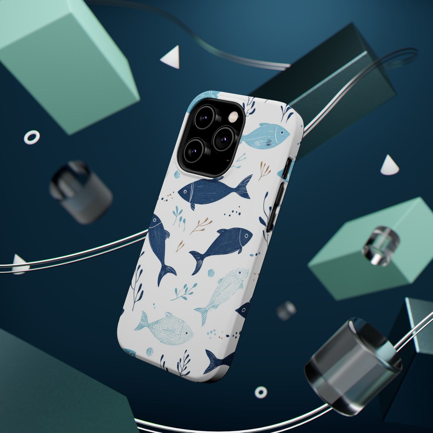 Oceanic Blue Fish Pattern - MagSafe iPhone Series Case
