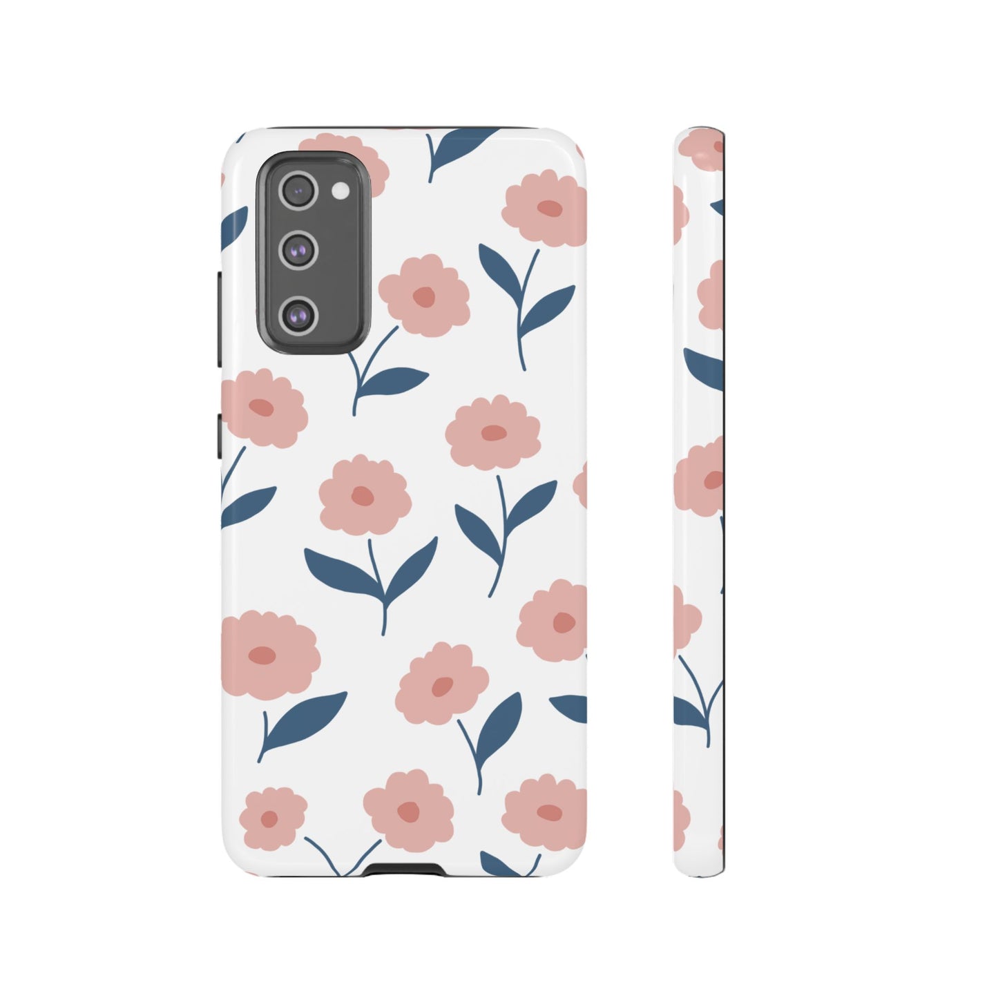 Playful Pink Floral Tough Samsung Galaxy Case – Soft Pastel Design, Slim & Shockproof