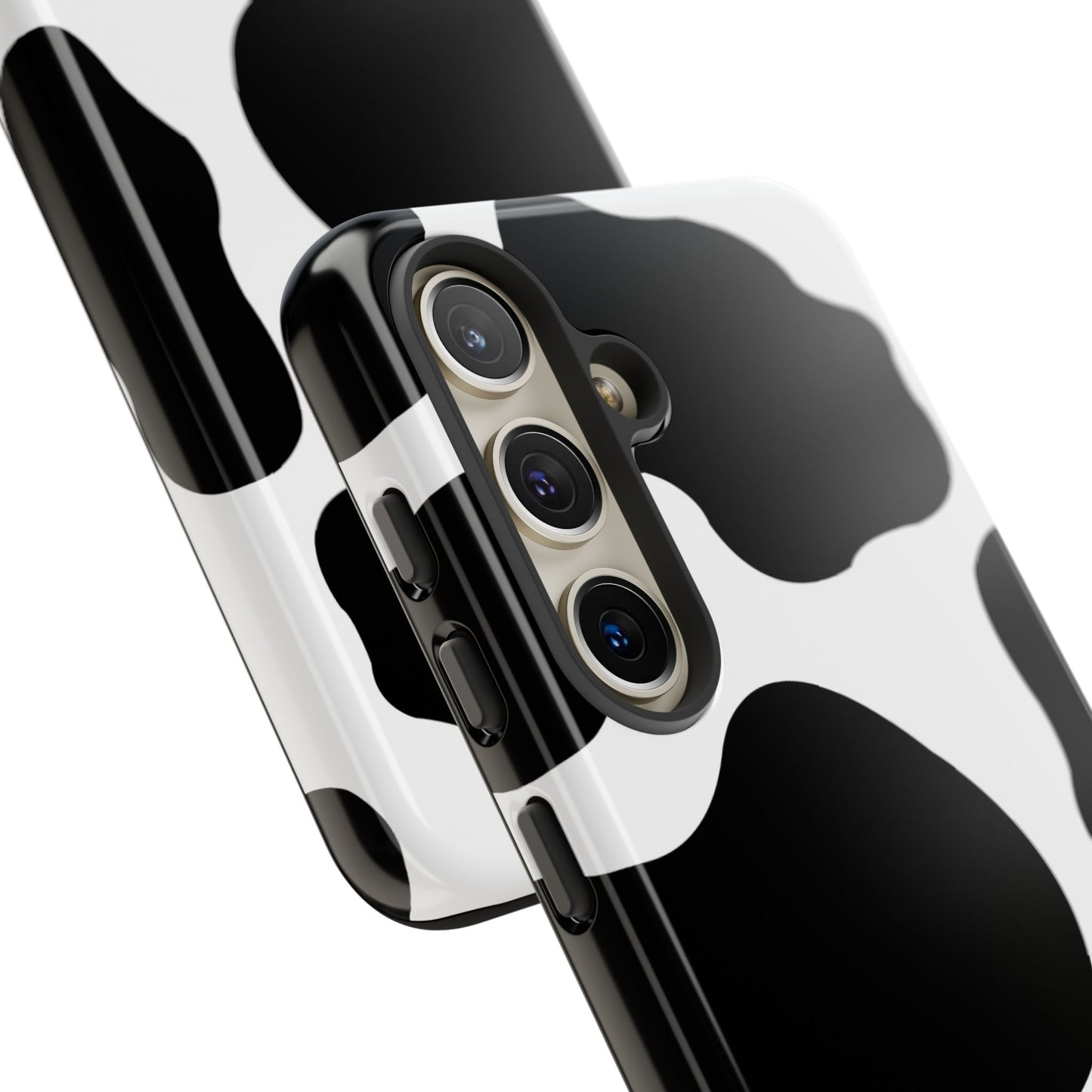 Chic Cow Print Tough Samsung Galaxy Case – Trendy Monochrome Animal Pattern with Dual-Layer Protection