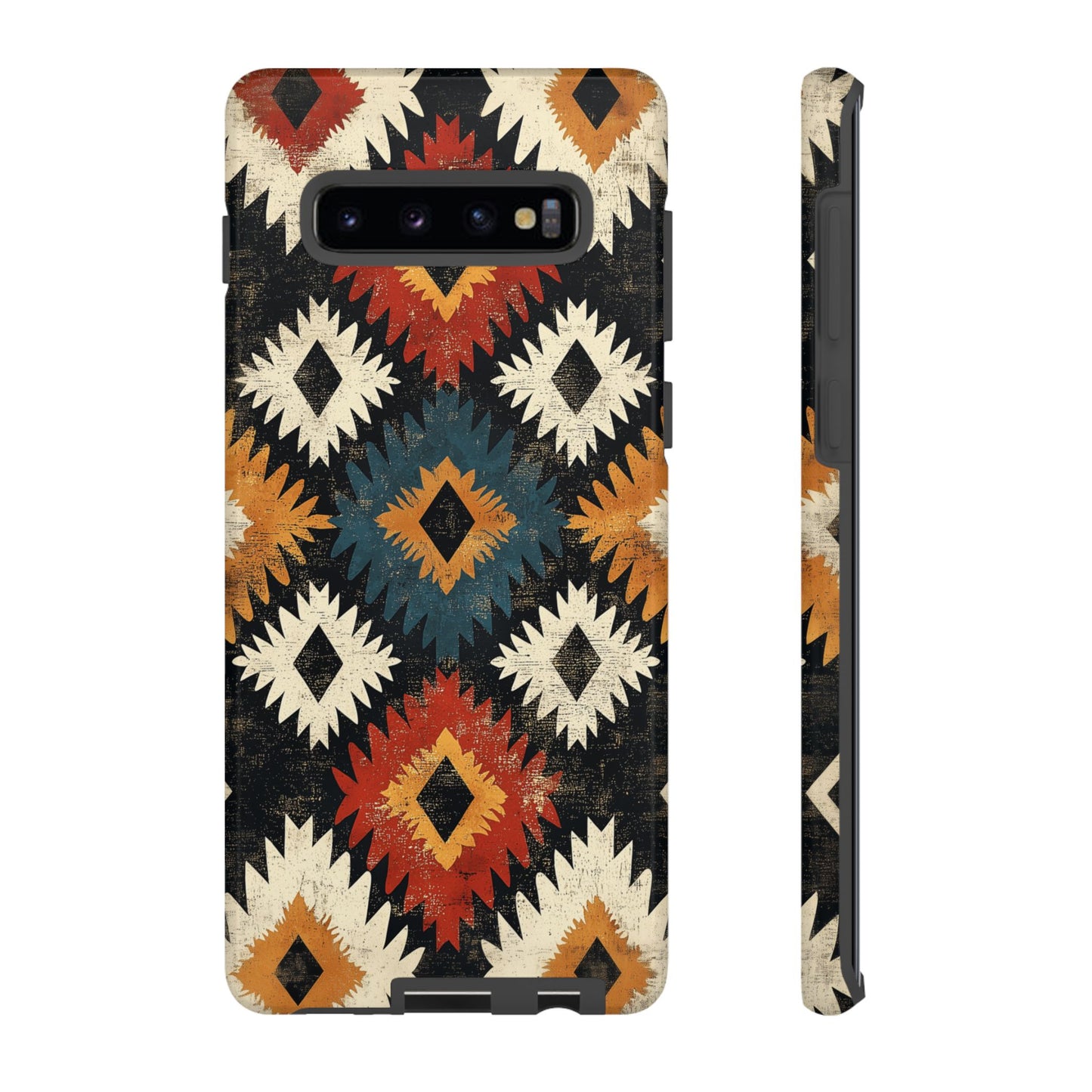 Rustic Tribal Sunburst Tough Samsung Galaxy  Case – Vibrant Geometric Design, Dual-Layer Protection