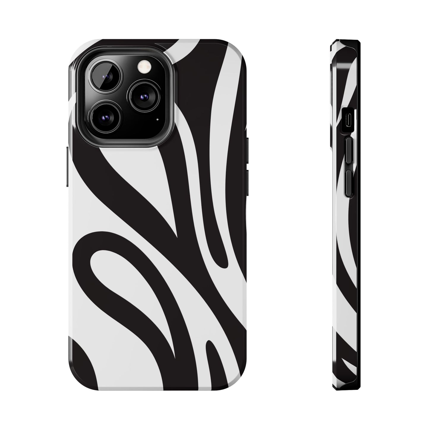 Modern Black and White Abstract Tough iPhone Case – Bold Graphic Pattern with Dual-Layer Protection