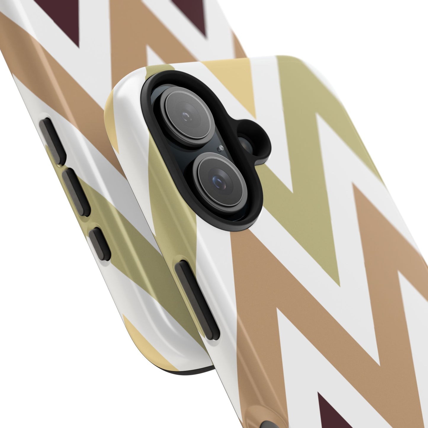 Earthy Chevron iPhone Case – Boho-Inspired Design with Dual-Layer Protection