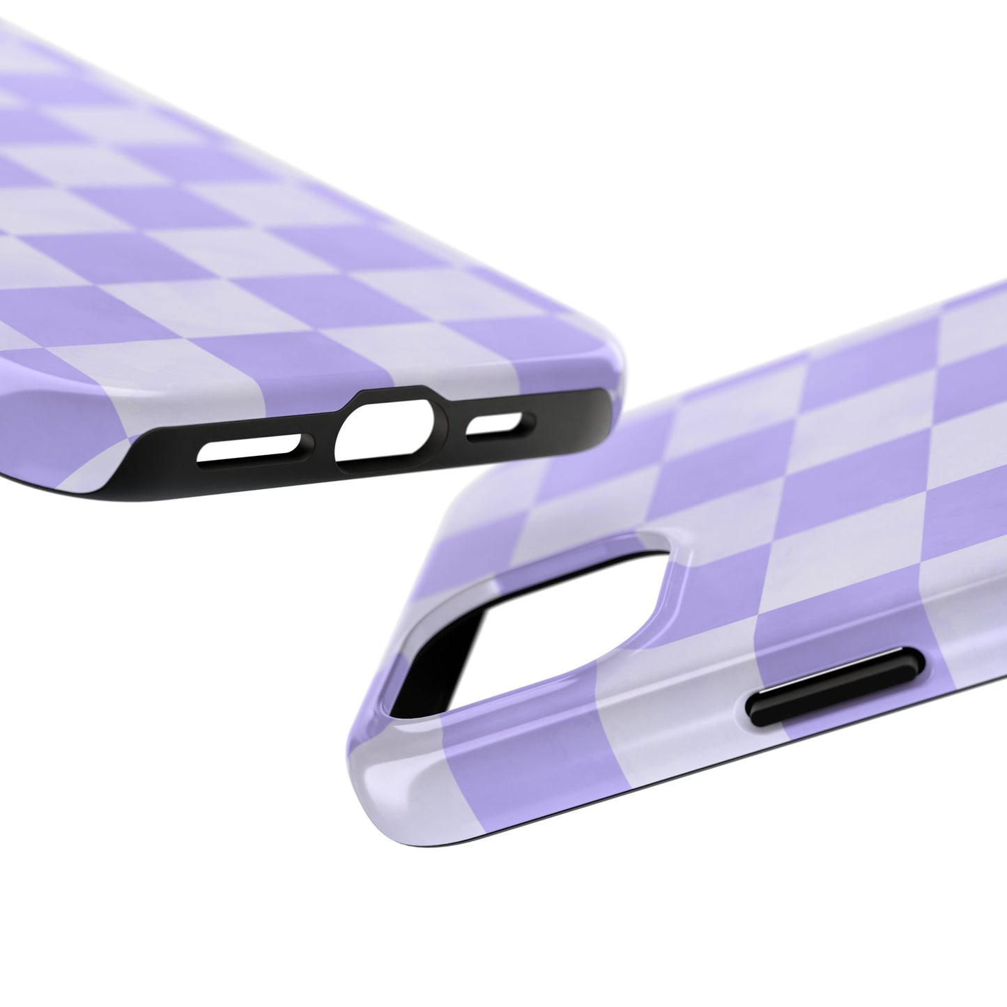 Lavender Checkerboard iPhone Case – Shockproof, Smooth Matte Finish, Dual-Layer Design
