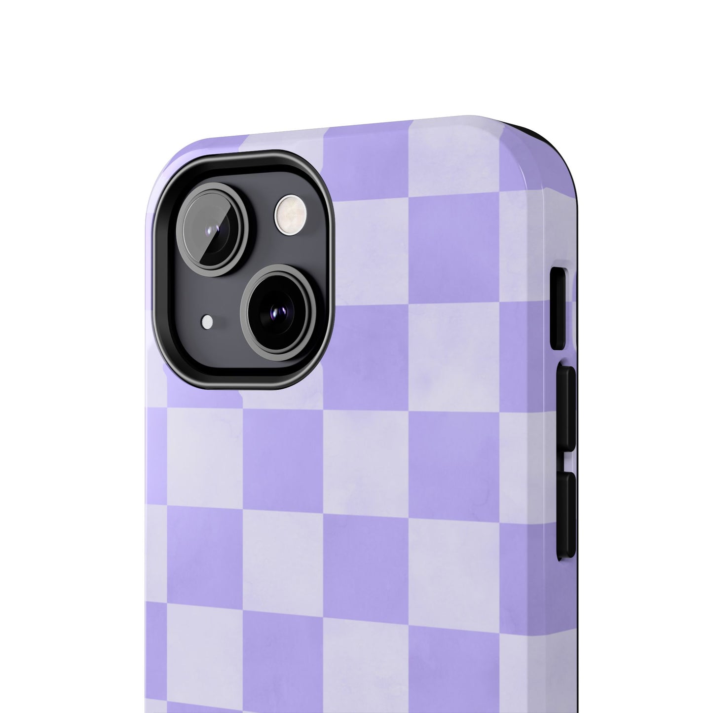 Lavender Checkerboard iPhone Case – Shockproof, Smooth Matte Finish, Dual-Layer Design
